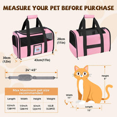 FOORLON Transportín para gatos apto para aerolíneas y caber bajo el asiento.