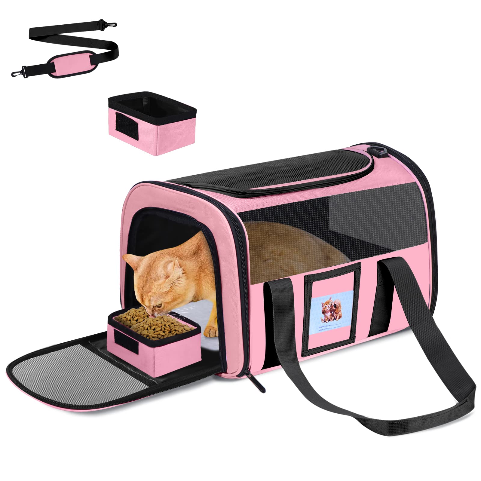 FOORLON Transportín para gatos, diseño espacioso para viajar con mascotas de hasta 6,8 kilogramos.