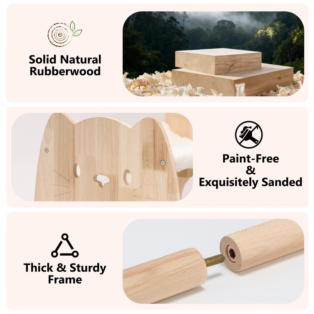 Fopeat cama-gato base de madera caucho, estructura estable para saltos.