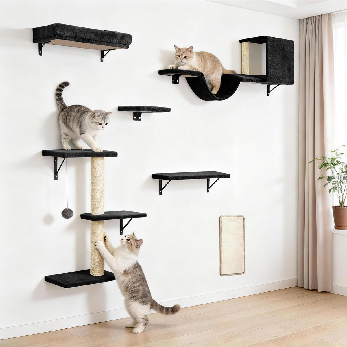 Fopetfy estantes para gato en pared con ascenso seguro para trepar.