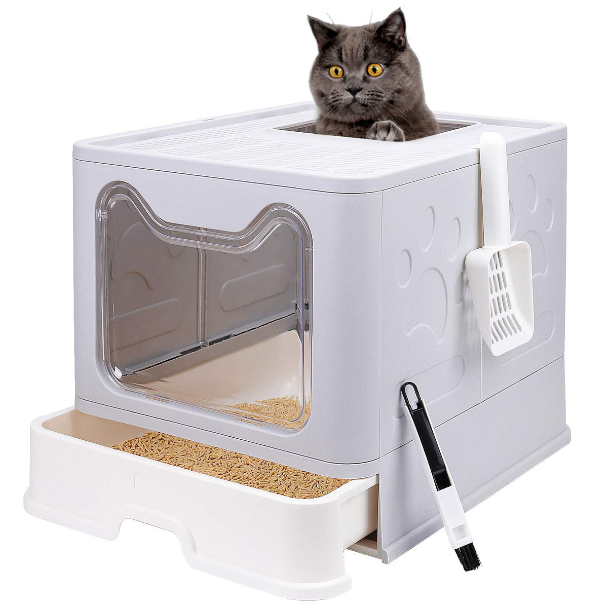 Caja de arena fophop plegable con tapa, fácil de guardar y transportar.