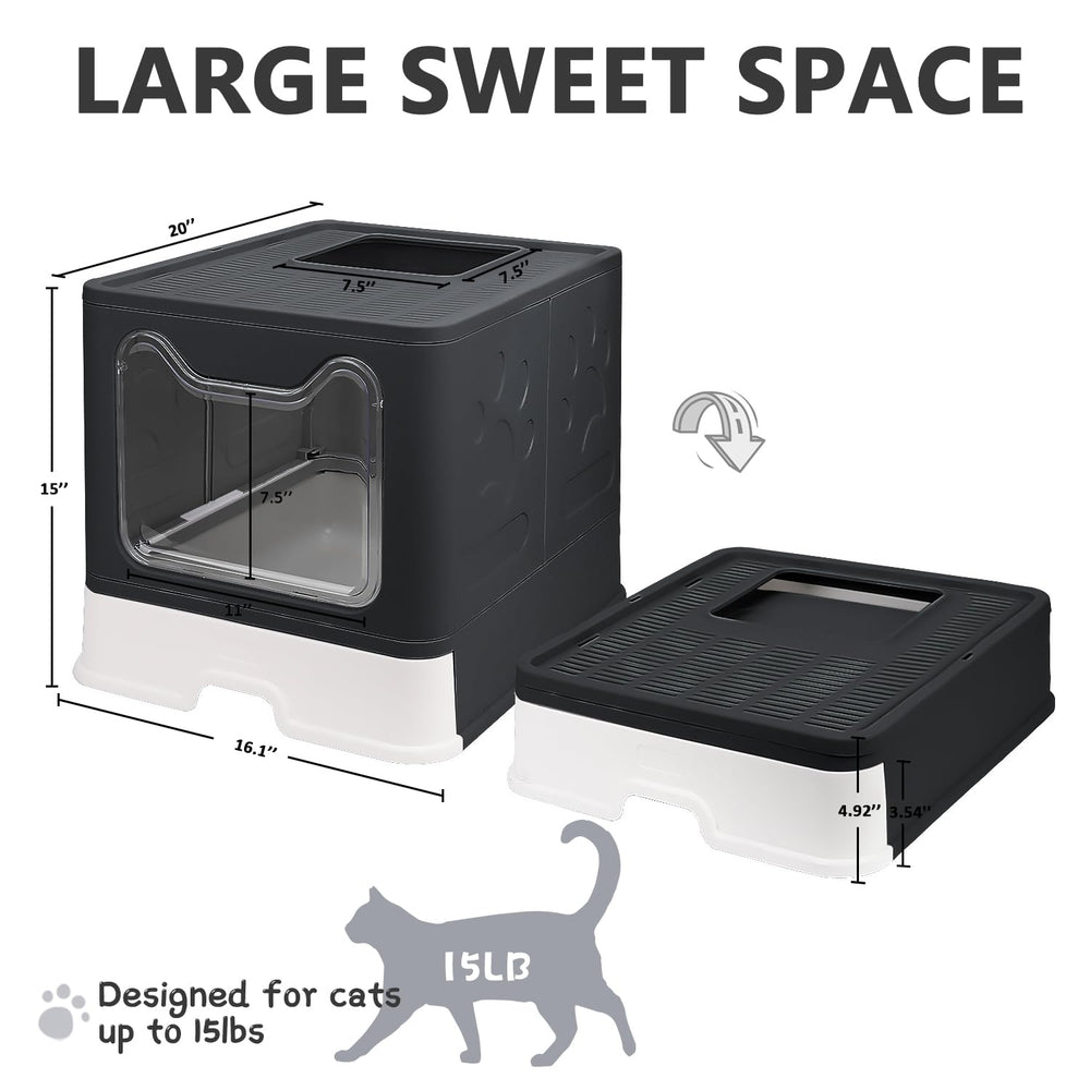 Fophop Diseño con entrada frontal y salida superior para comodidad del gato.