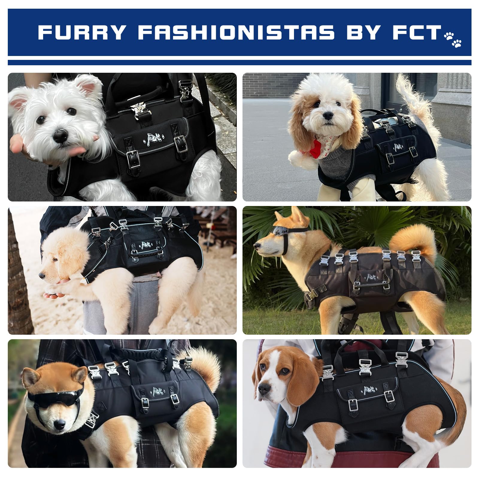 Forever Caring Together Mochila para perro, sujeción estable en espalda para paseos seguros
