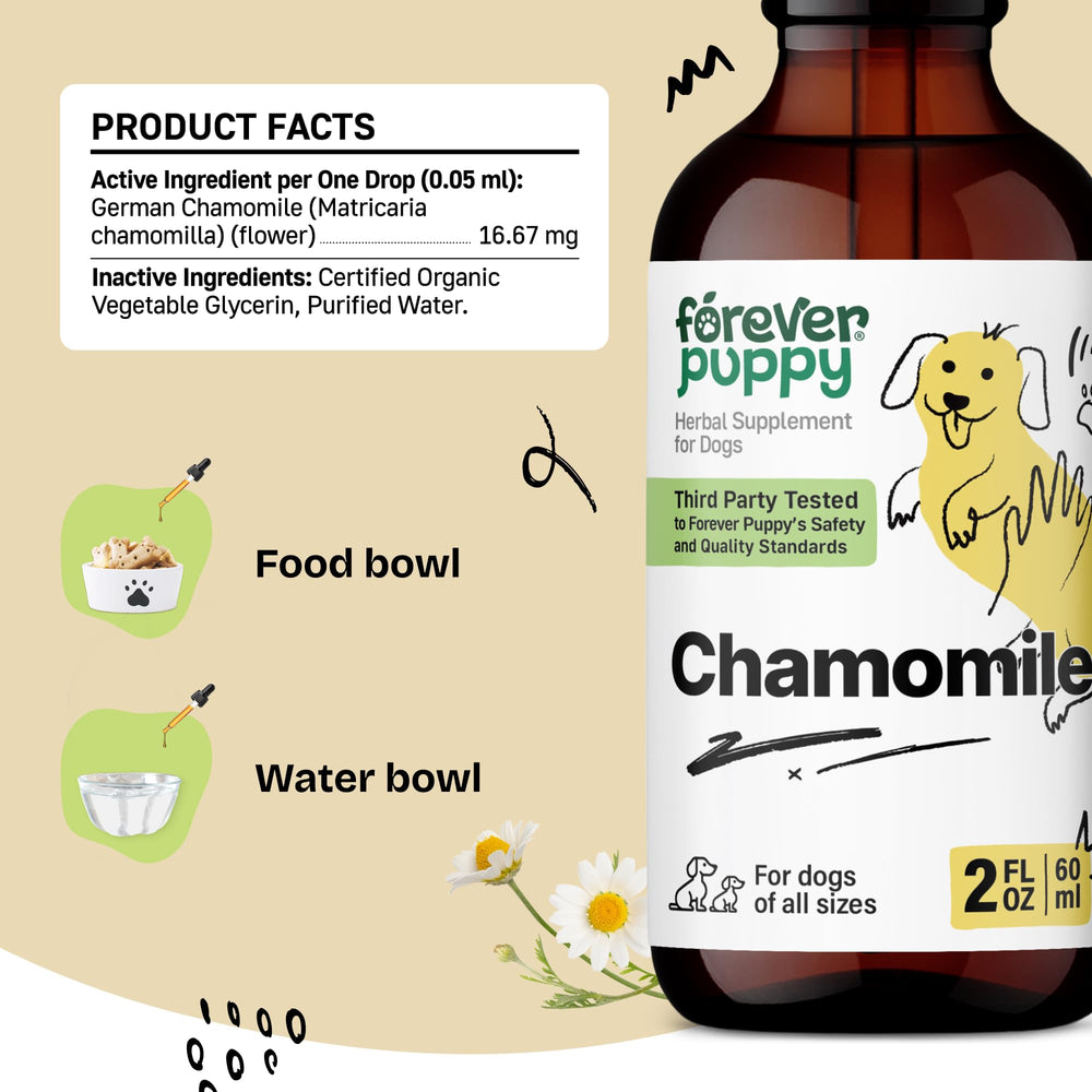 Forever Puppy Gotas de manzanilla, mezcla en agua, fácil uso diario para el estómago.