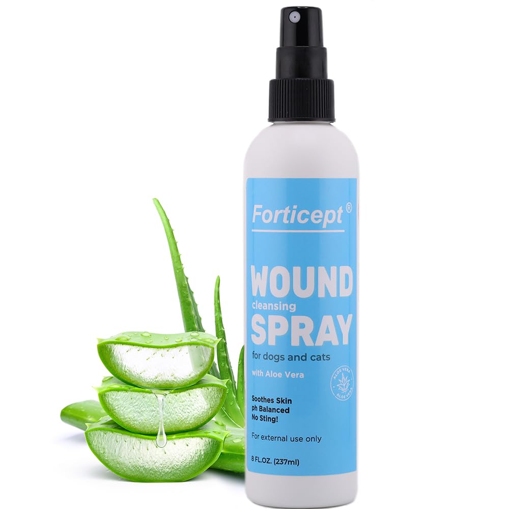 Forticept Hot Spot Spray en botella de 8 oz para limpieza de irritaciones cutáneas.