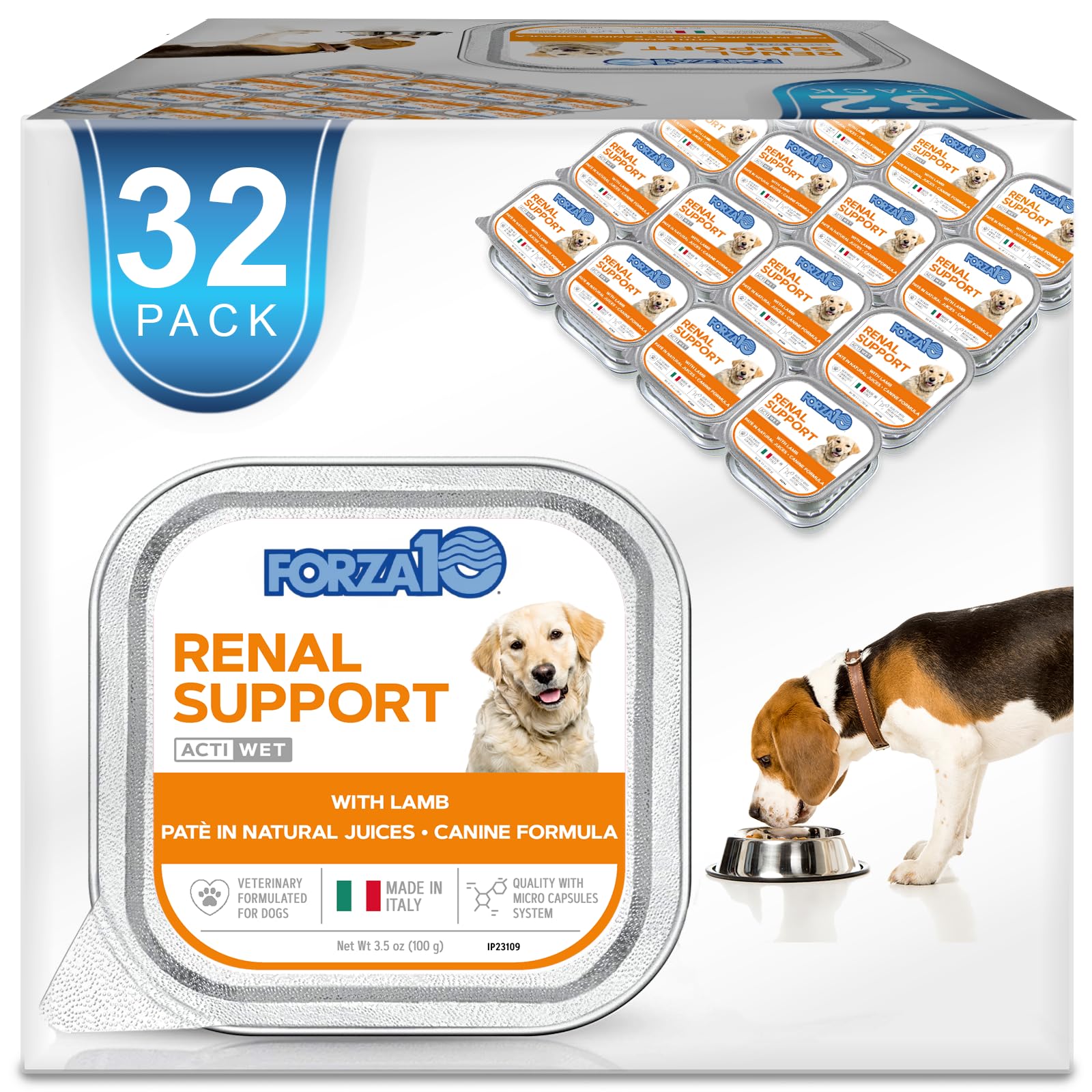 Forza10 alimento húmedo para perros, lata de cordero, sabor apreciado y apoyo renal