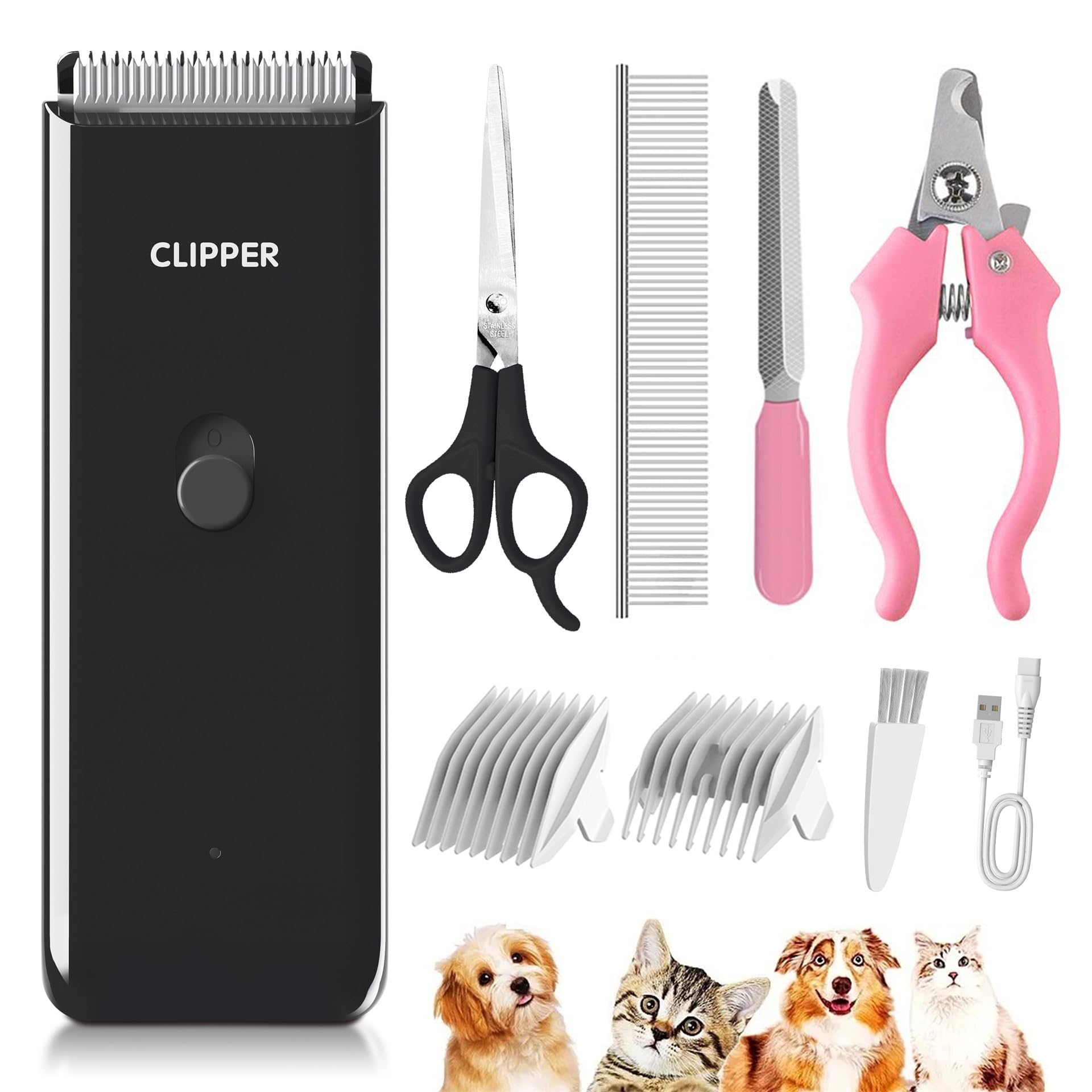 Founouly cortapelos con diseño inalámbrico para gatos y perros, facilita el cuidado en casa.