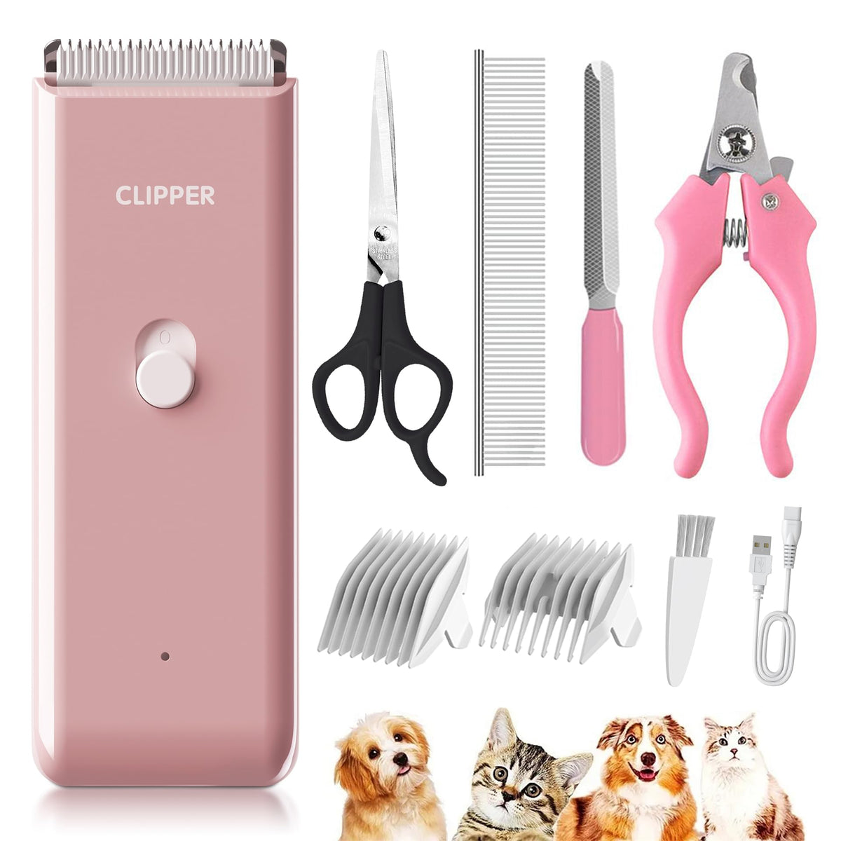 Cortapelos Founouly Pink con motor 12V para un corte suave y eficaz.