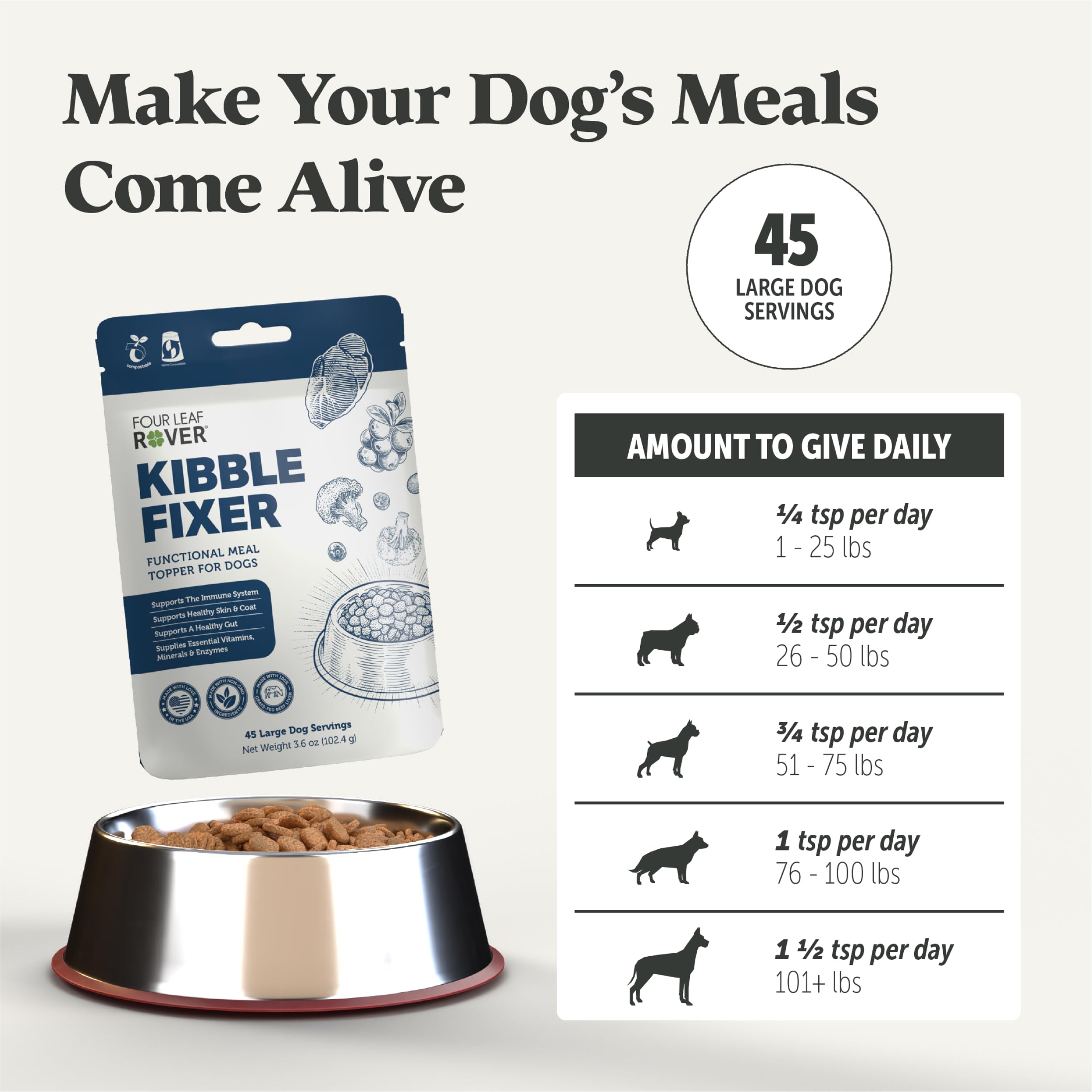 FOUR LEAF ROVER Kibble Fixer textura crujiente que agrada a tu perro