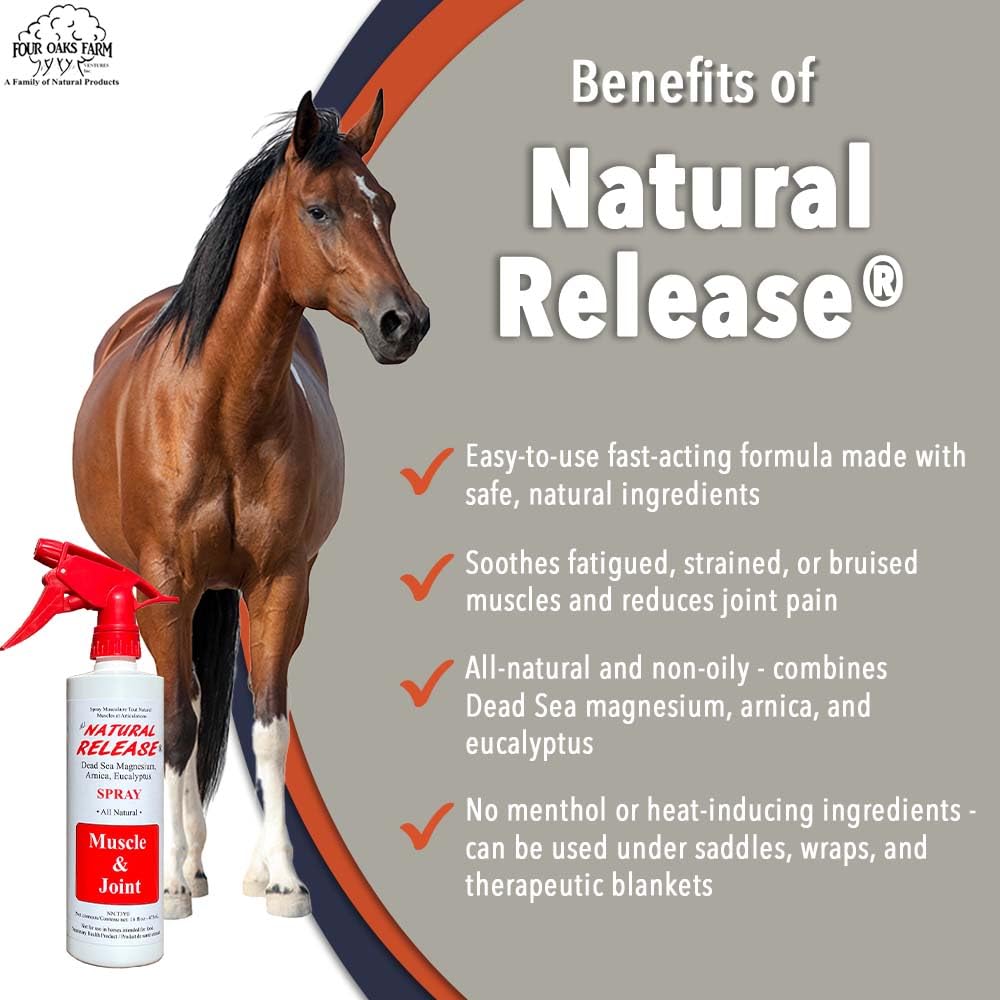 Four Oaks Farm Ventures: spray sin alcohol ni mentol para uso seguro bajo monturas.