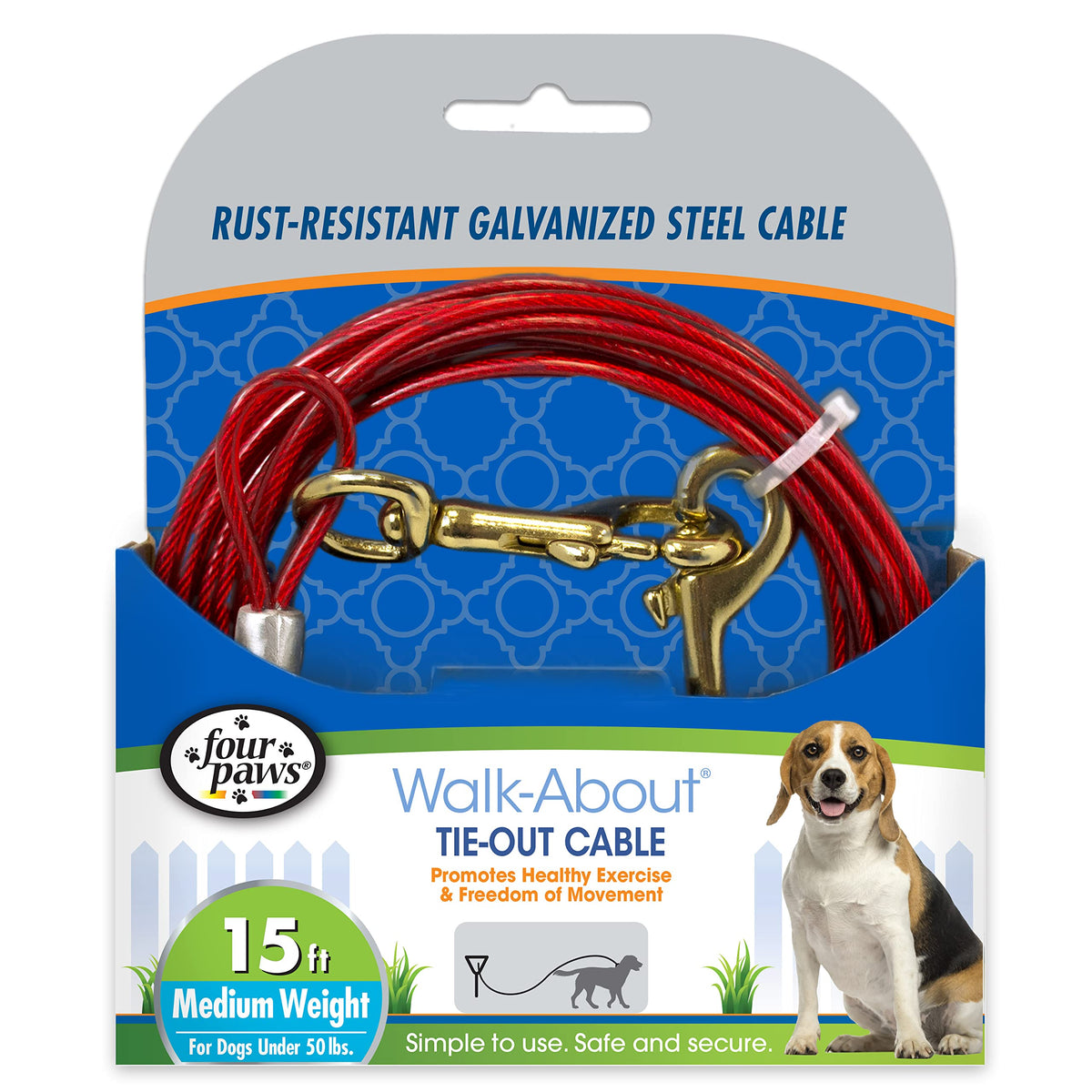 Four Paws cable de sujeción para perros de 15 pies: seguridad y libertad en el jardín.