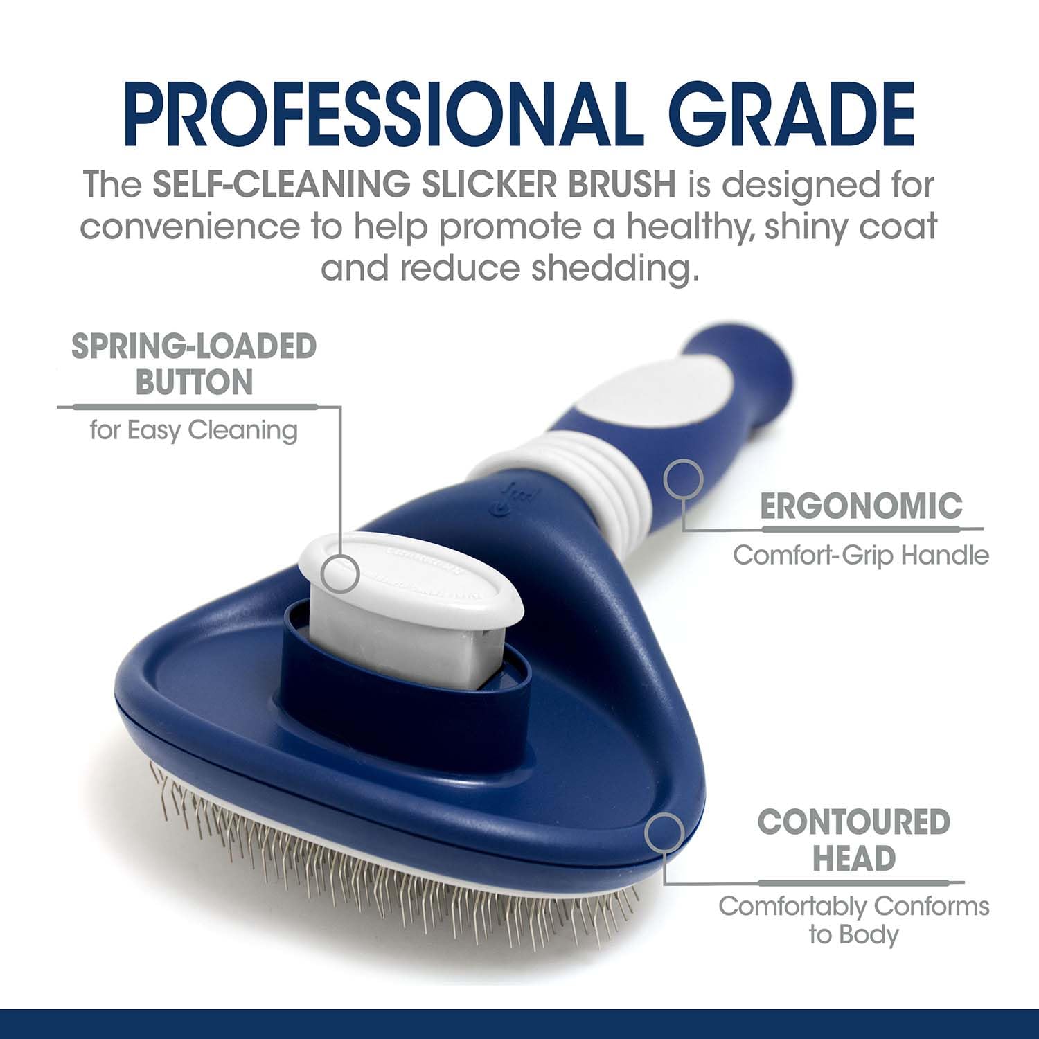 Four Paws Slicker Brush: botón de auto-limpieza para retirar pelos fácilmente.