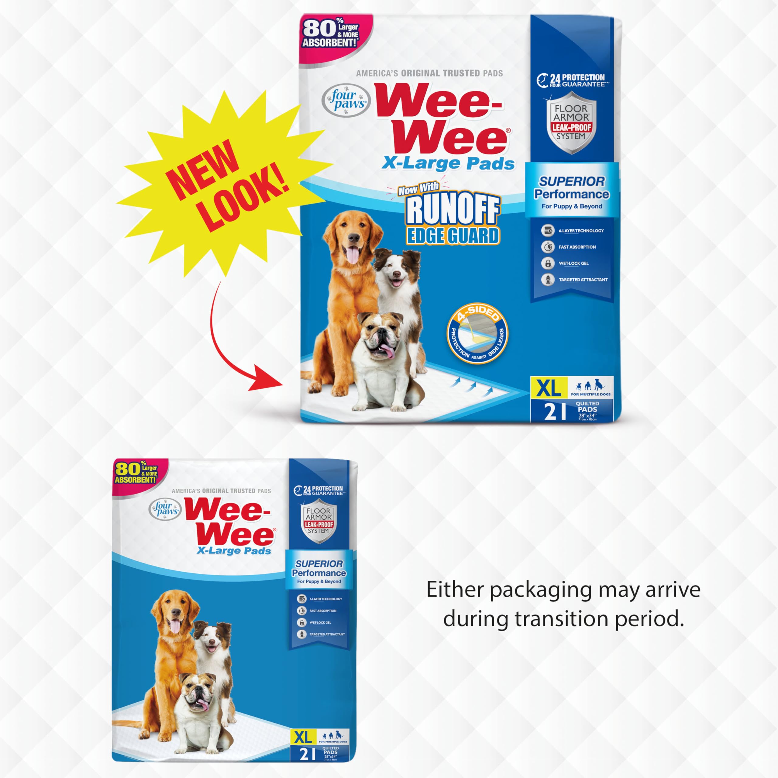 Pad XL de Four Paws Wee-Wee con alta absorción para razas grandes.