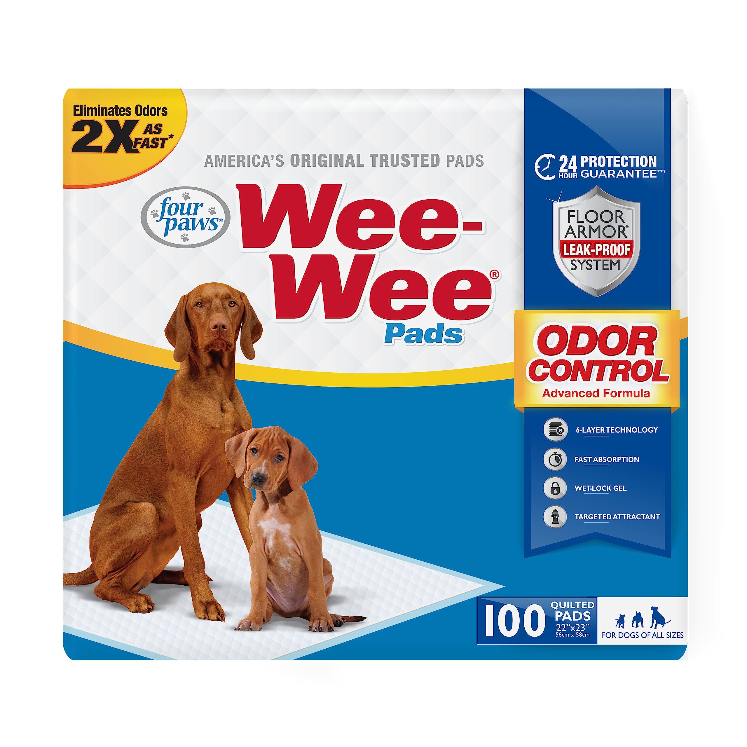 Four Paws Wee-Wee: control de olores en almohadilla rectangular para perros.