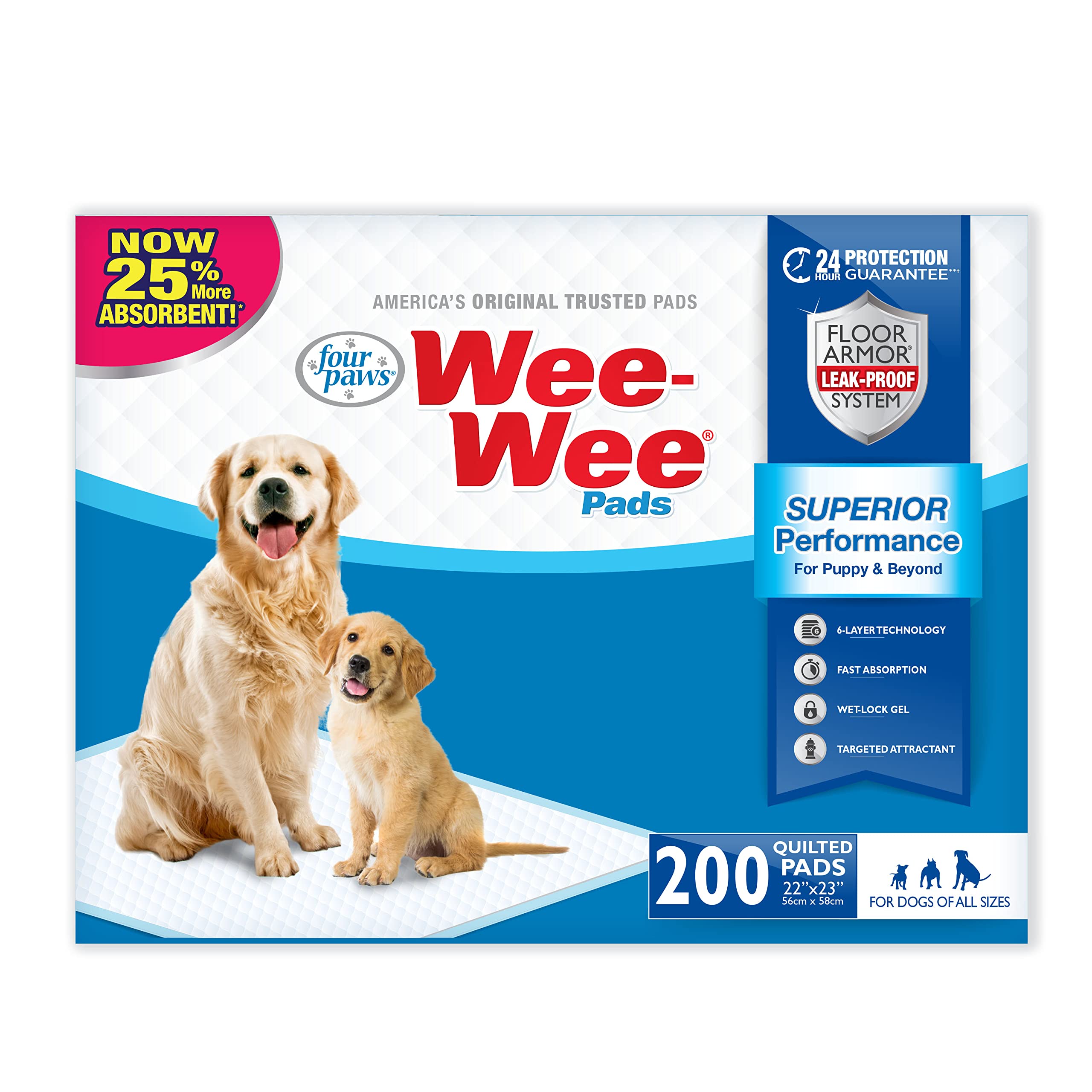 Four Paws Wee-Wee pad con capa resistente al desgarro, ideal para entrenamiento.
