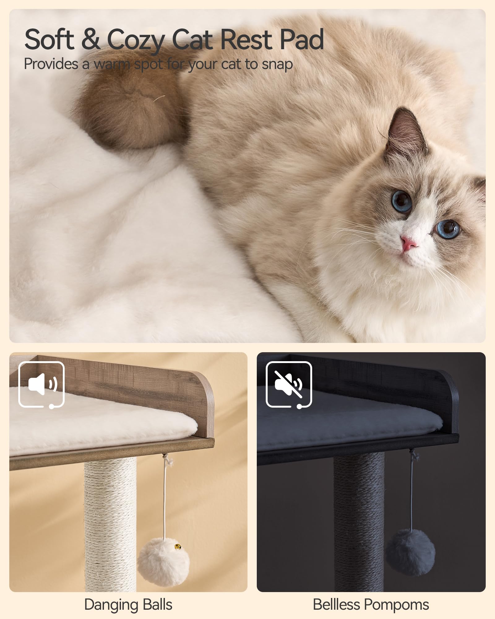 FourFurPets Arbol Gato Alfombra antideslizante para mayor estabilidad