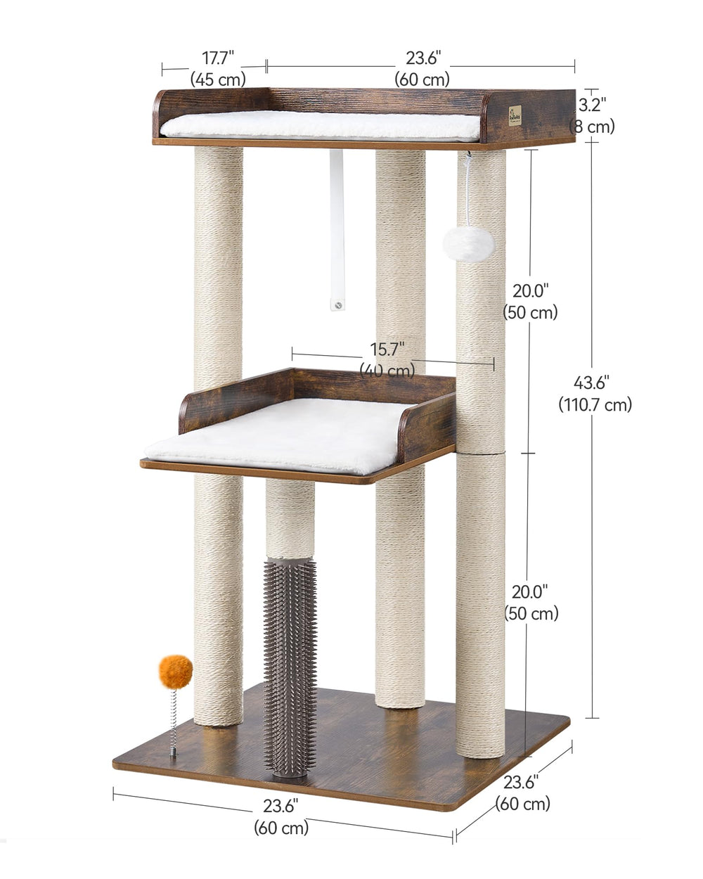 FourFurPets Arbol Gato, cojines lavables de 500 g/m² para limpieza fácil.