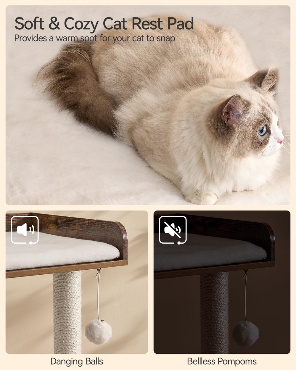 FourFurPets Arbol Gato, montaje fácil en menos de 30 minutos.