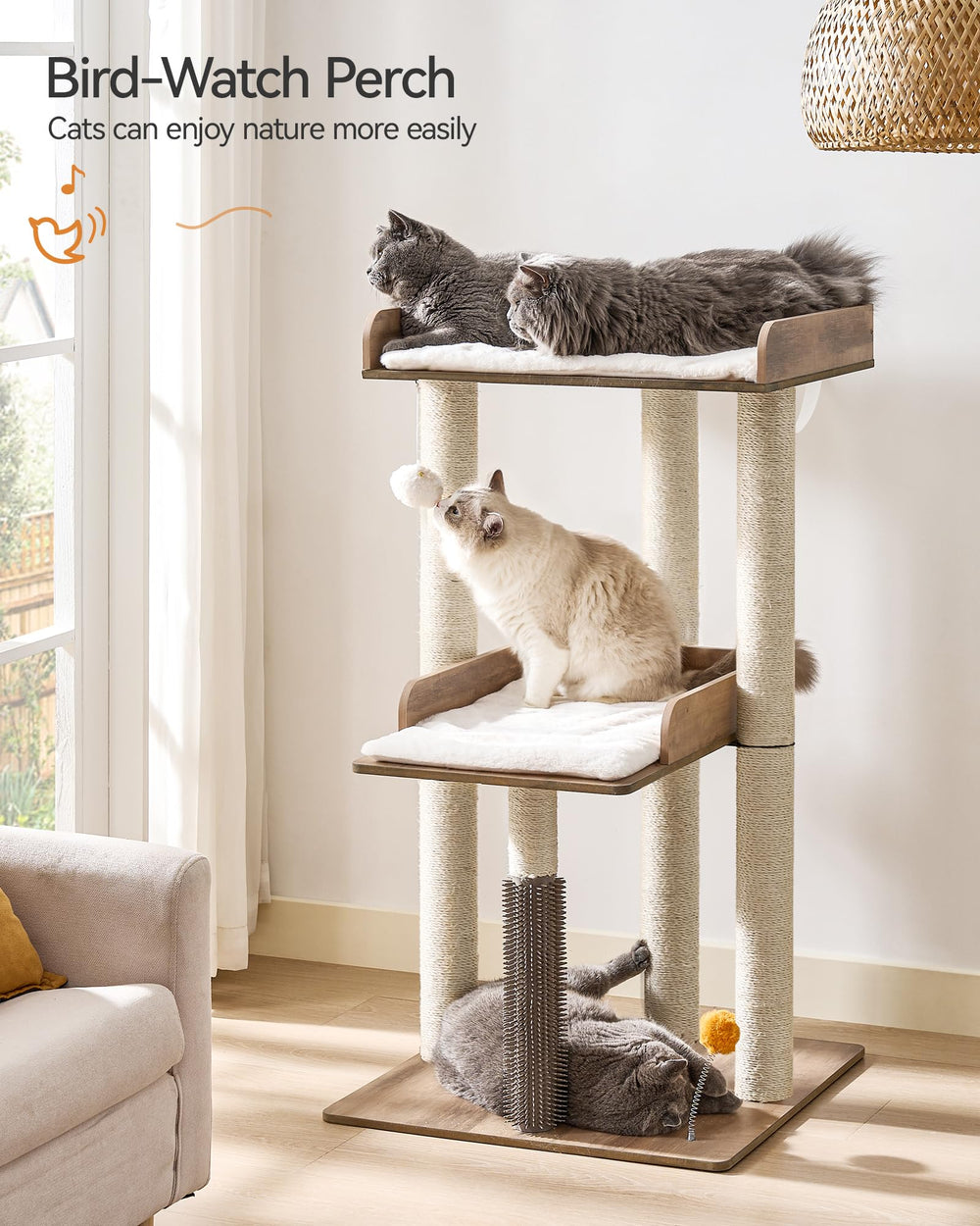 FourFurPets Arbol Gato Plataforma amplia para gatos adultos