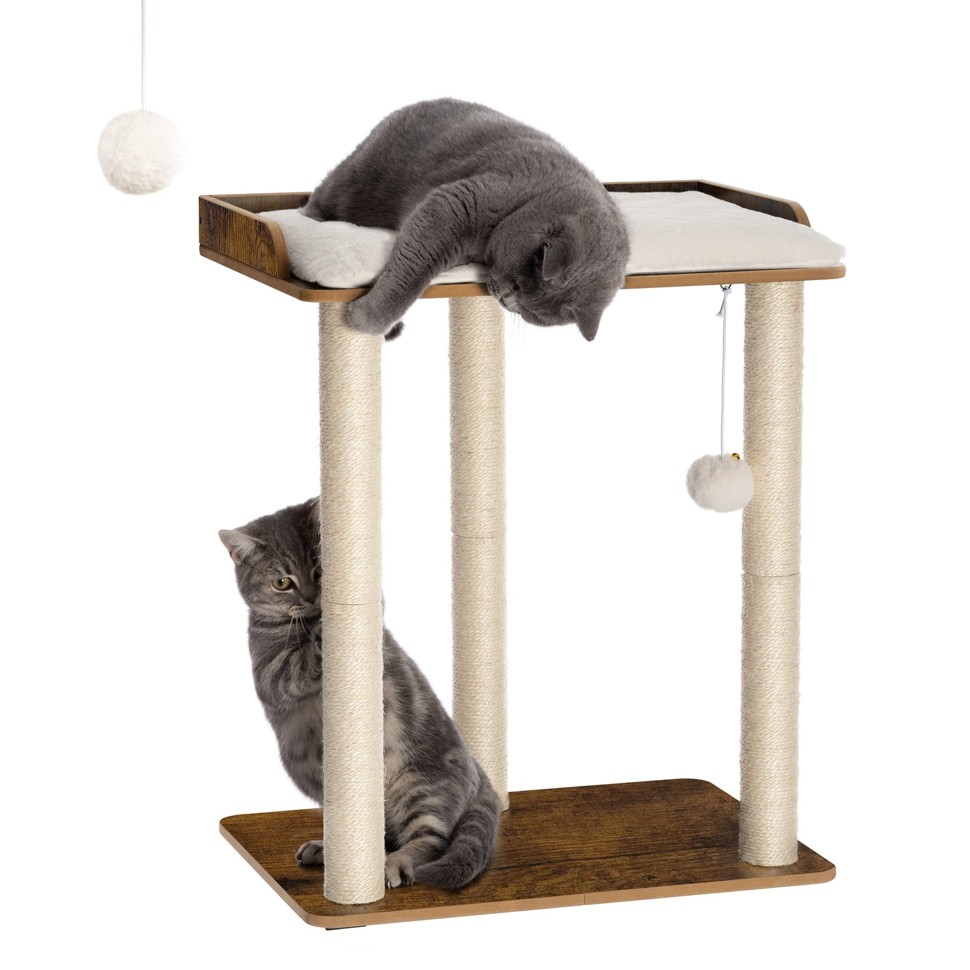 FourFurPets árbol gato plataforma grande: descanso cómodo y espacioso para felinos.