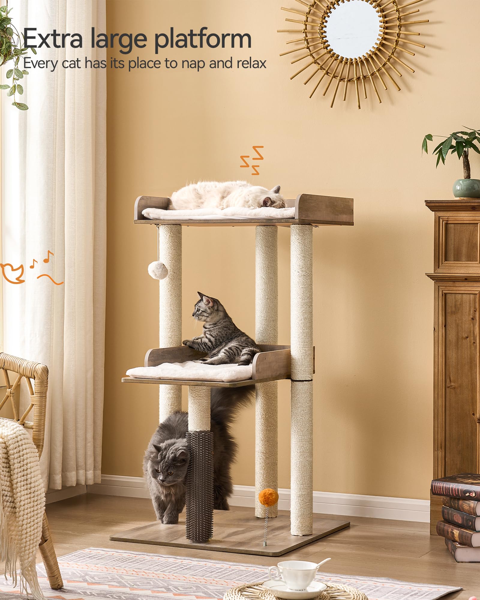 FourFurPets Arbol Gato Rascado de 40 pulgadas para rascar y trepar