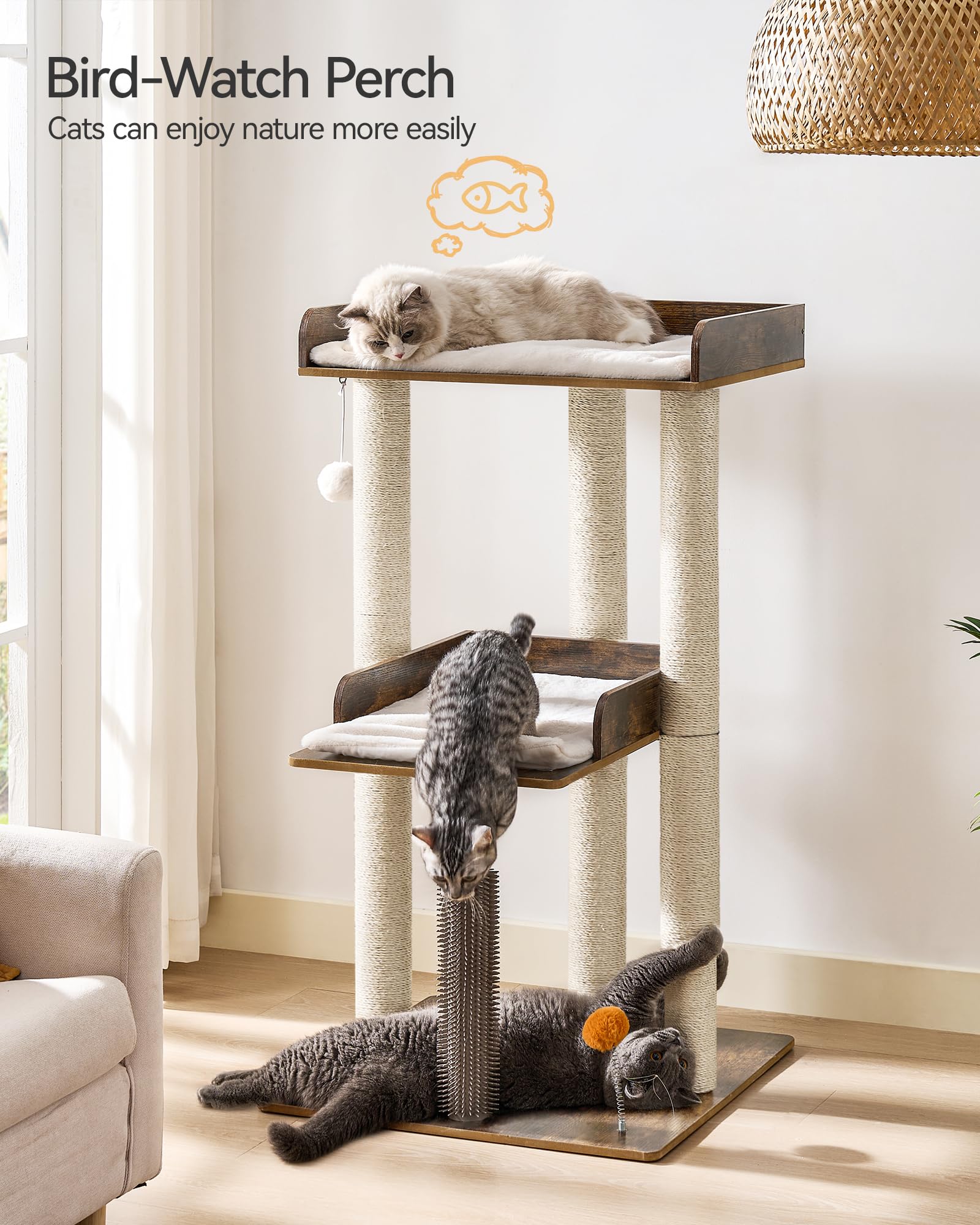FourFurPets Arbol Gato, postes rascadores de 40 pulgadas para ejercicio.