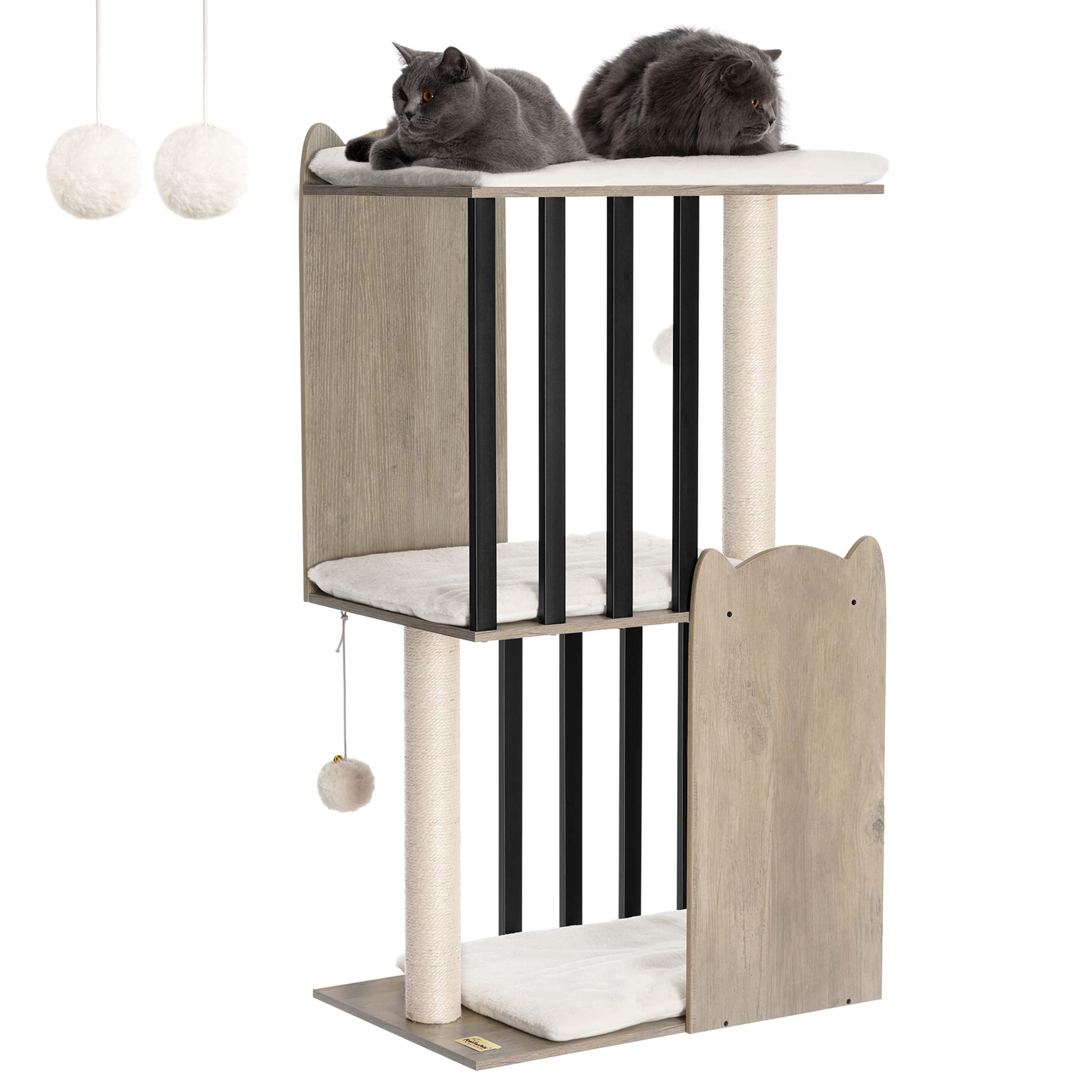 FourFurPets torre para gatos de tres niveles: descanso elevado y observación