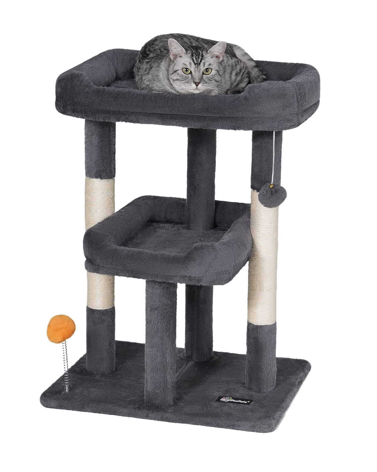 FourFurPets arbol-gatos 27-6 pulgadas con dos plataformas para descanso y observación