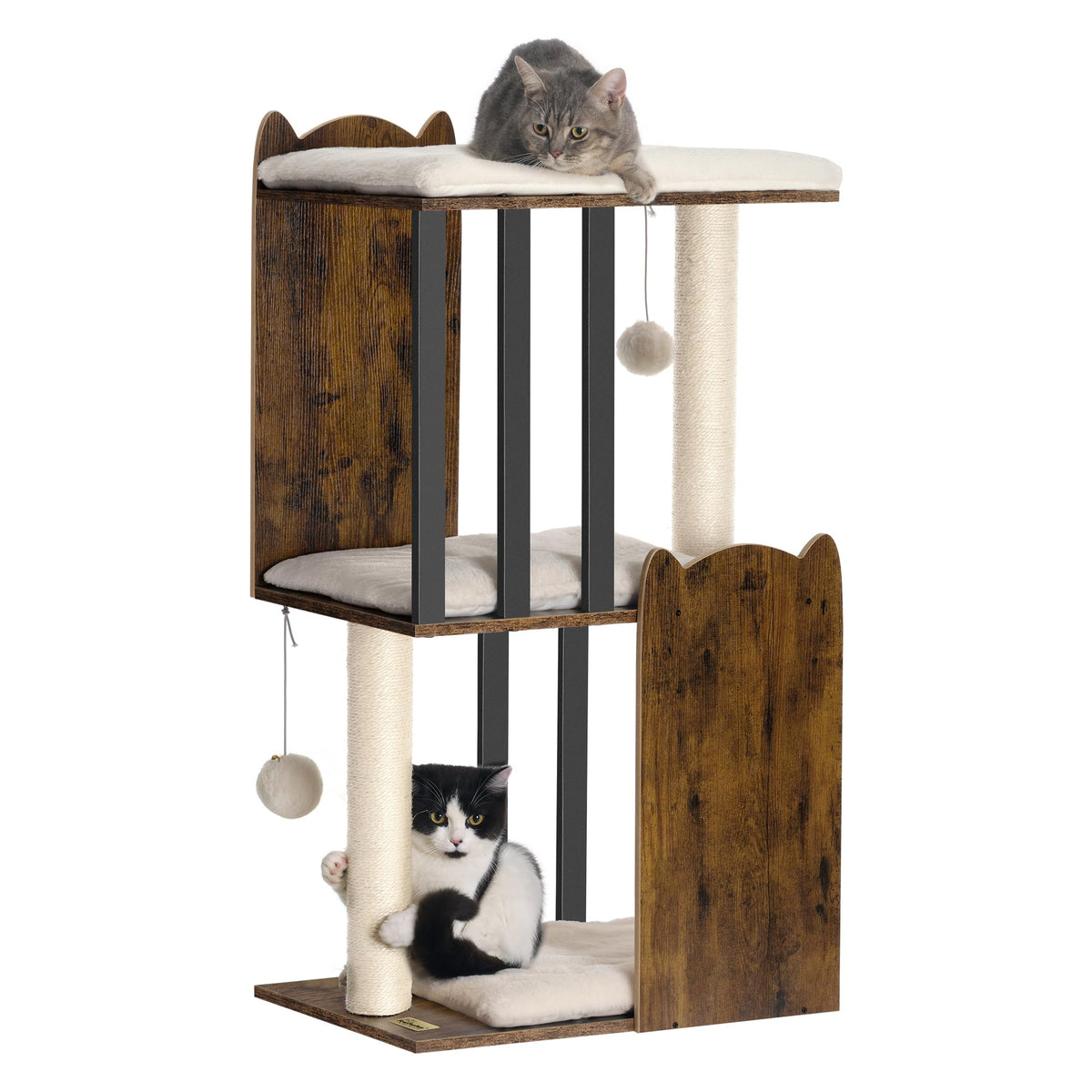 FourFurPets árbol de tres niveles para gatos: trepar y observar desde altura.