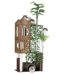 FourFurPets árbol para gatos con hojas verdes para trepar y esconderse