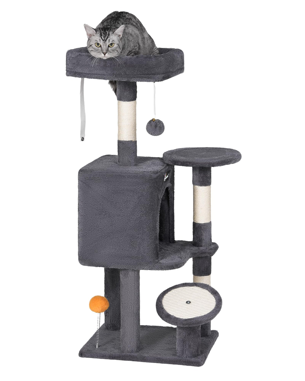 FourFurPets árbol para gatos pequeño con niveles para ejercicio y juego seguro.