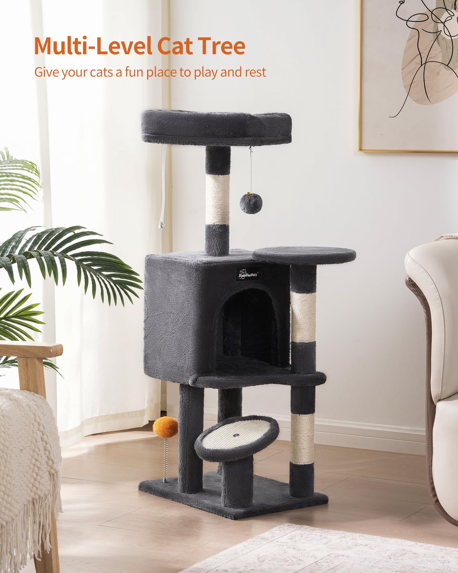 FourFurPets cabaña para gato oculta, refugio cómodo para gatos tímidos.