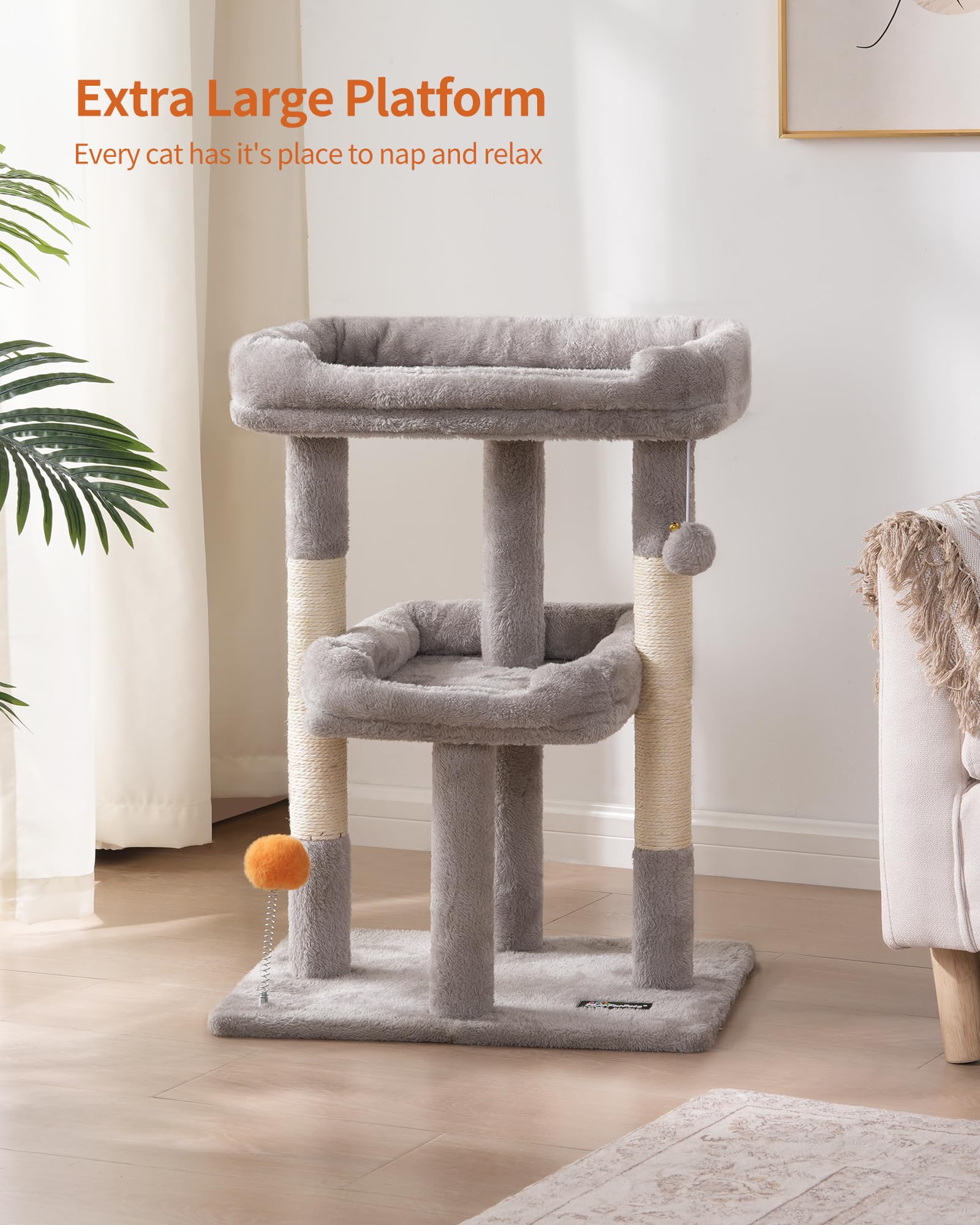 FourFurPets condo para gatos protege muebles y ofrece entretenimiento seguro.