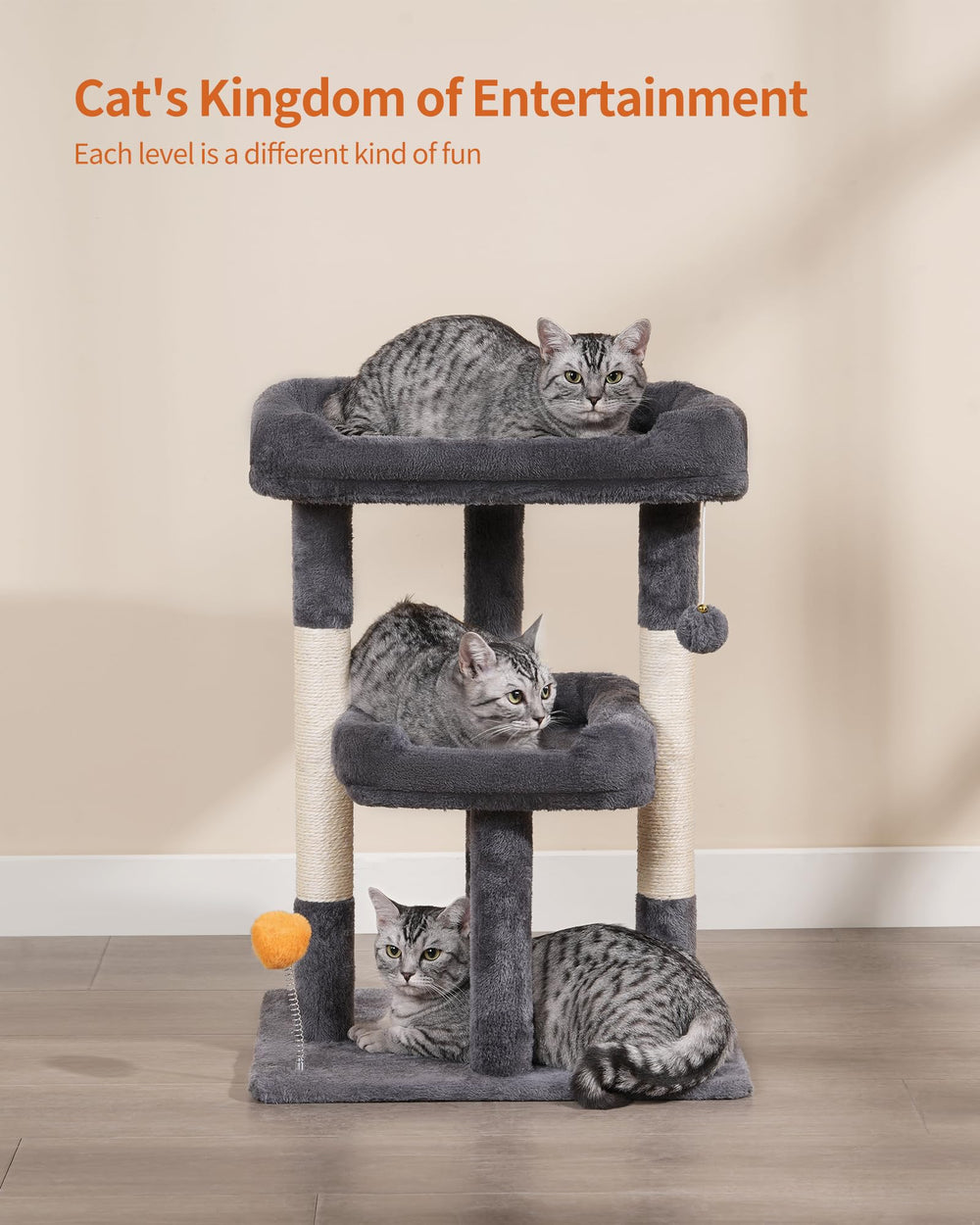FourFurPets juguete colgante con campana intercambiable para gatos tranquilos