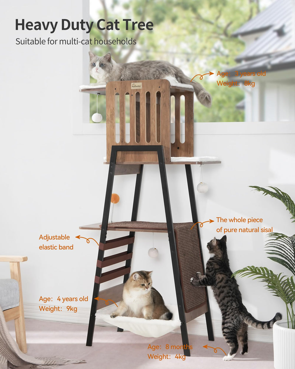 FourFurPets plataforma grande para gato, perfecta para varios felinos