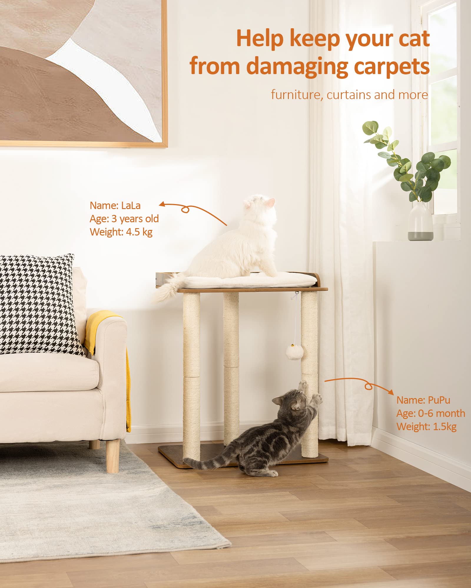 FourFurPets postes sisal 23-6 pulgadas: afilan uñas sin dañar muebles.