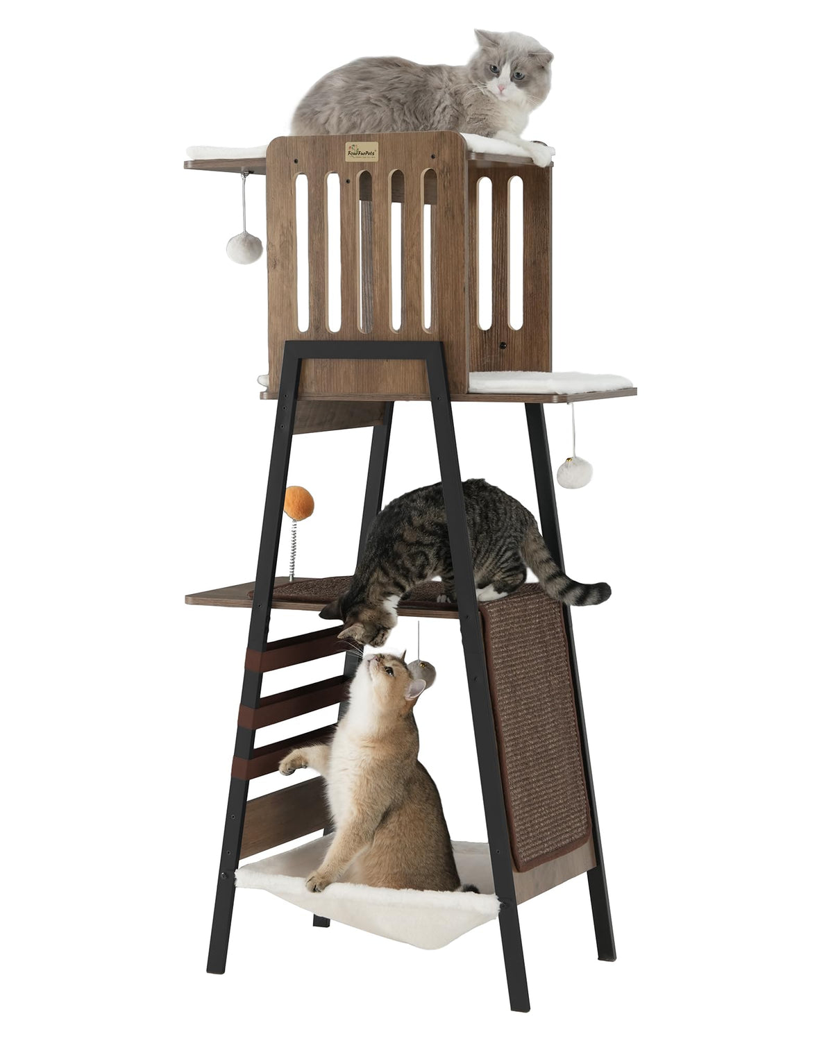 FourFurPets torre gatos moderno 58 pulgadas, ideal para trepar y descansar