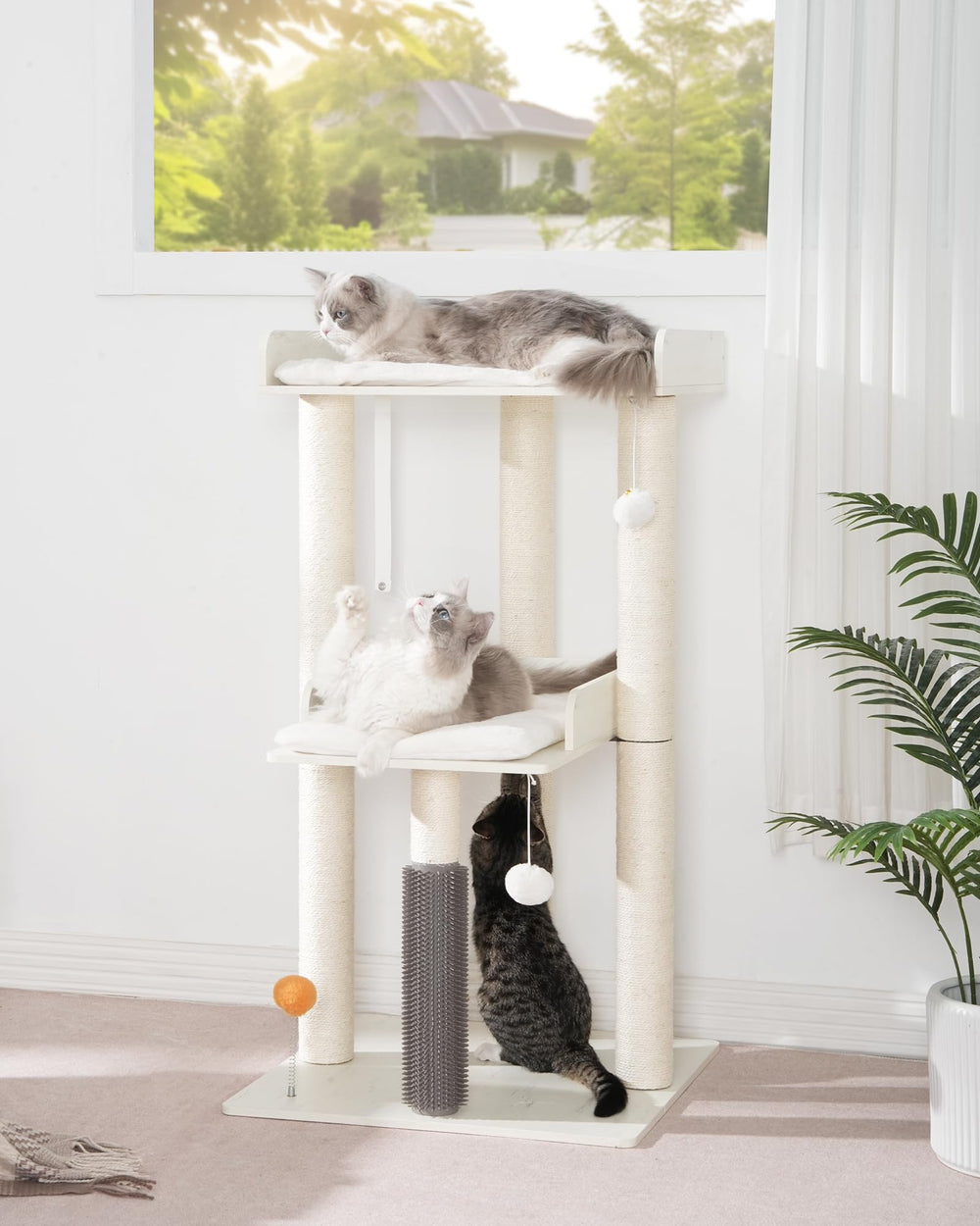 FourFurPets torre-gatos-rascado-40-pulgadas permite trepar y ejercitarse.