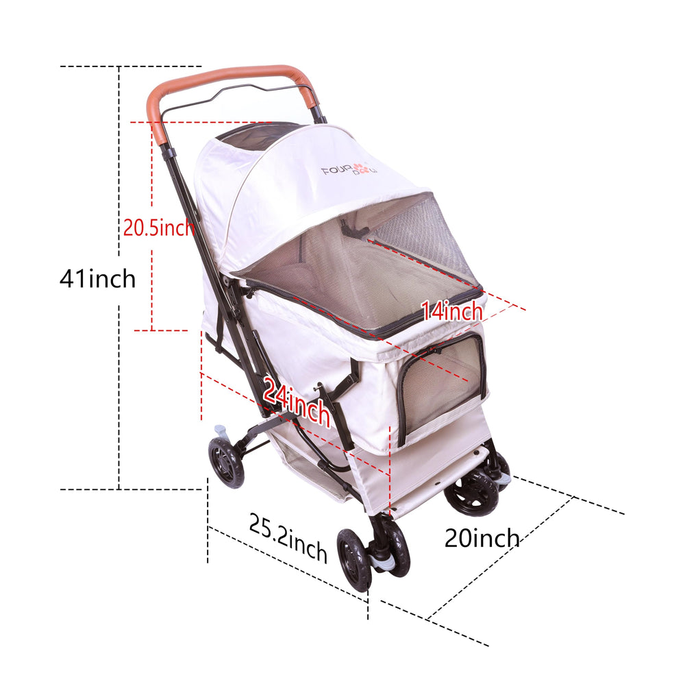 FOURPAW cochecito plegable con una mano, plegado rápido para viajar.