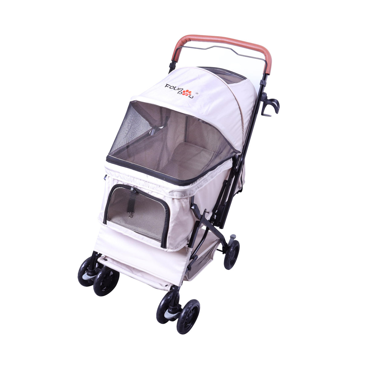 FOURPAW cochecito reversible, vista frontal, facilita interacción cara a cara con tu mascota.