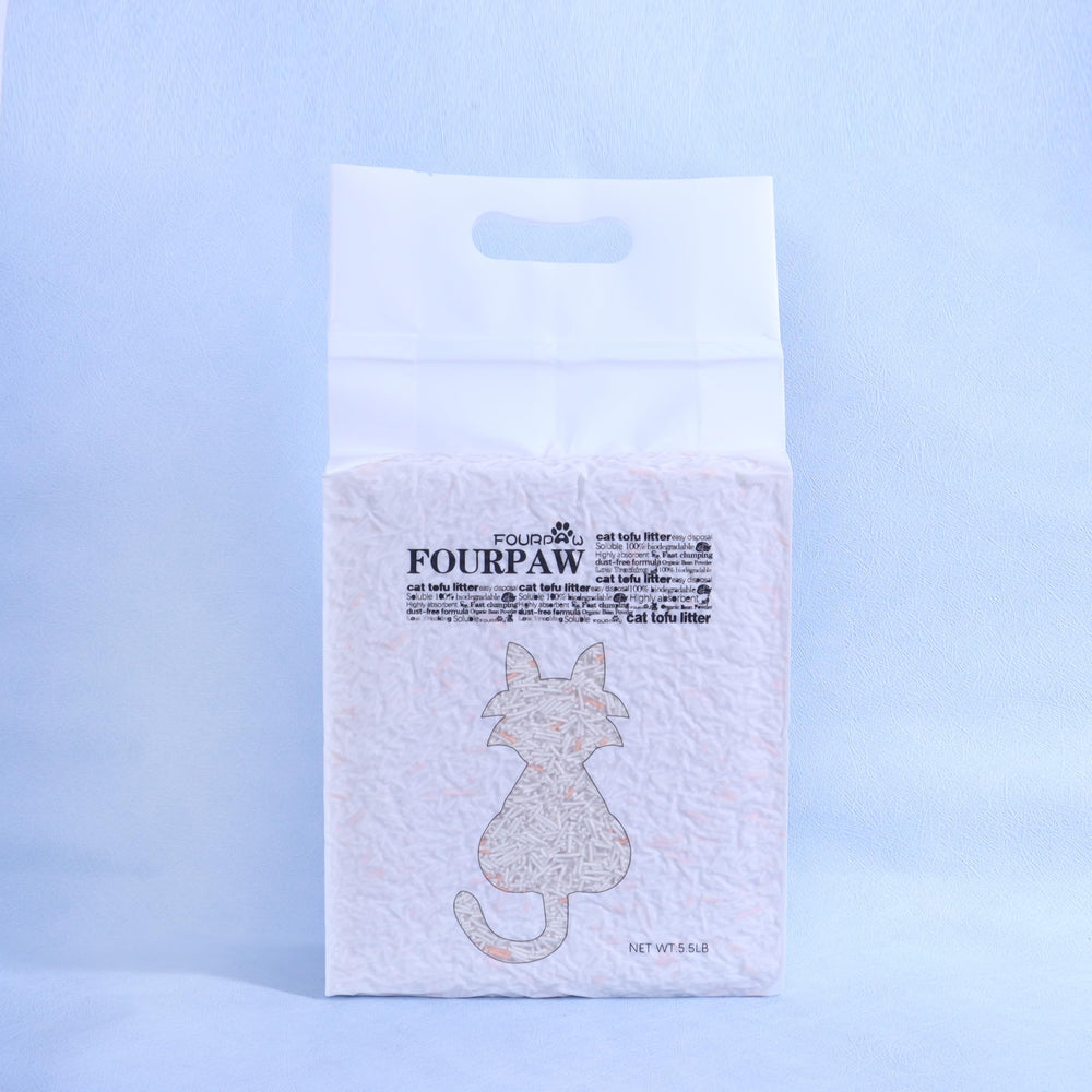 FOURPAW Tofu Cat Litter Hilton Floral Scent, contenedor práctico para cambios diarios