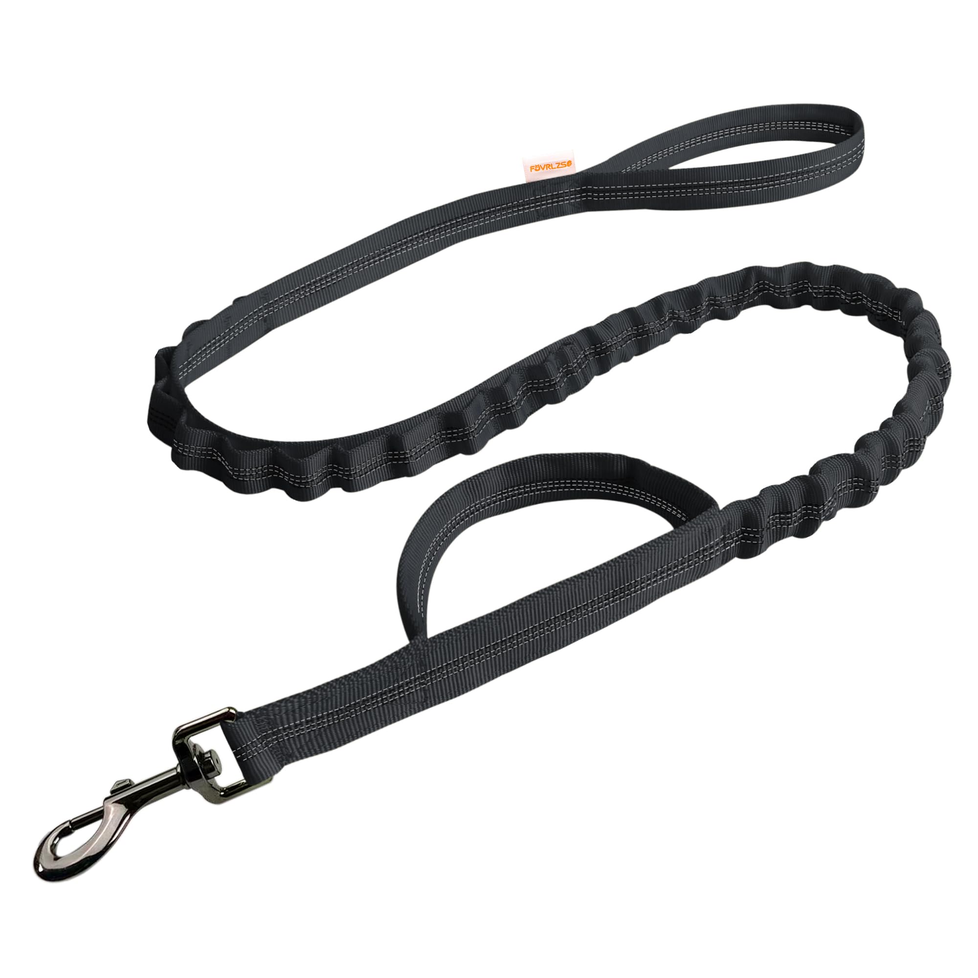 Correa FOVRLZSE bungee reflectiva, longitud 4‑5 ft, ideal para paseos seguros.