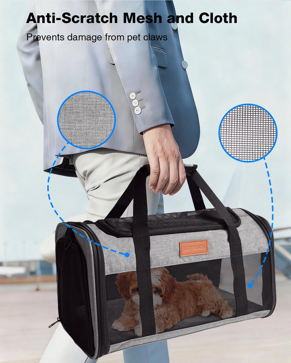 FOXFOCUS transportín con almohadilla doble cara para comodidad anual.
