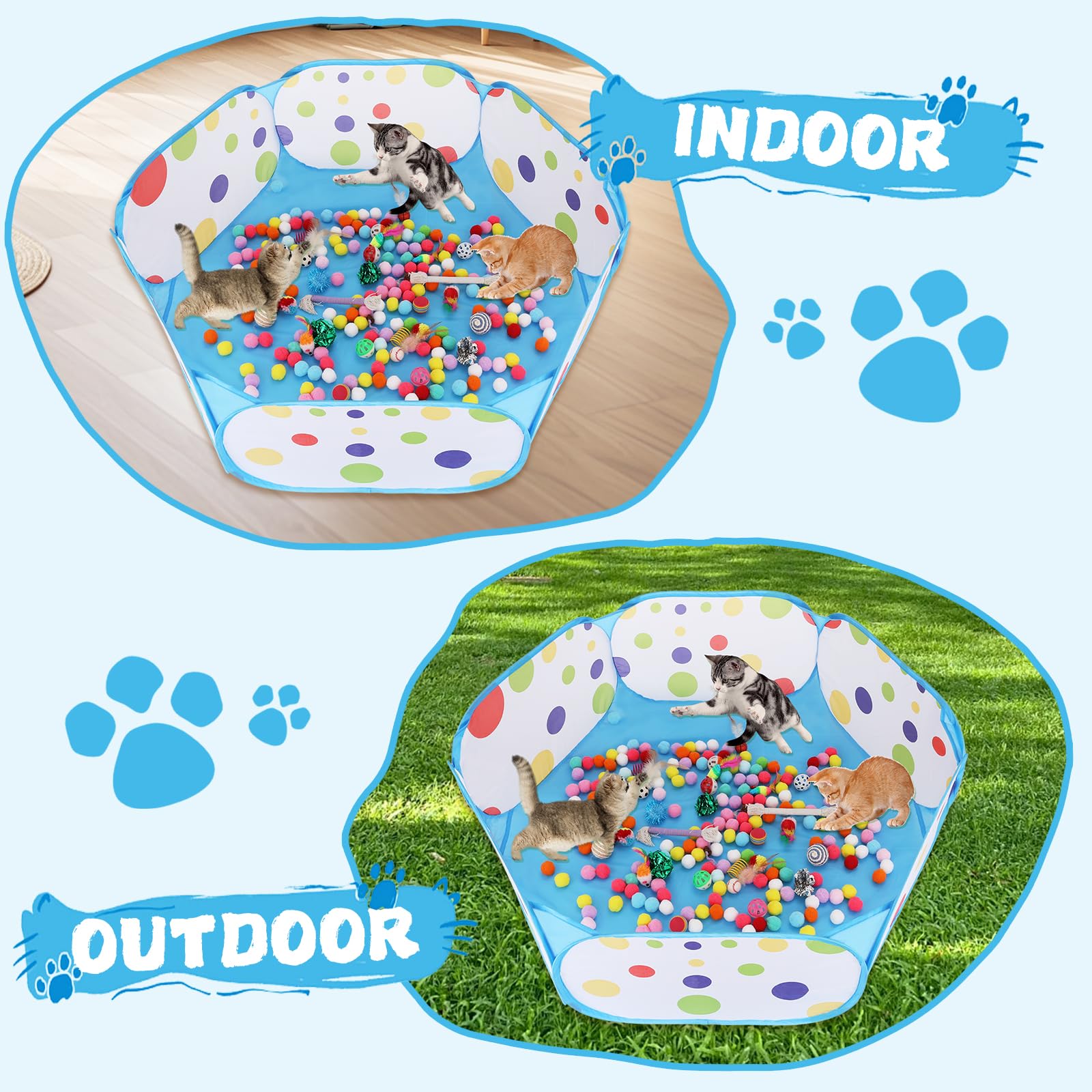 Foxtell jaula de pelotas, uso en interiores y exteriores para gatos