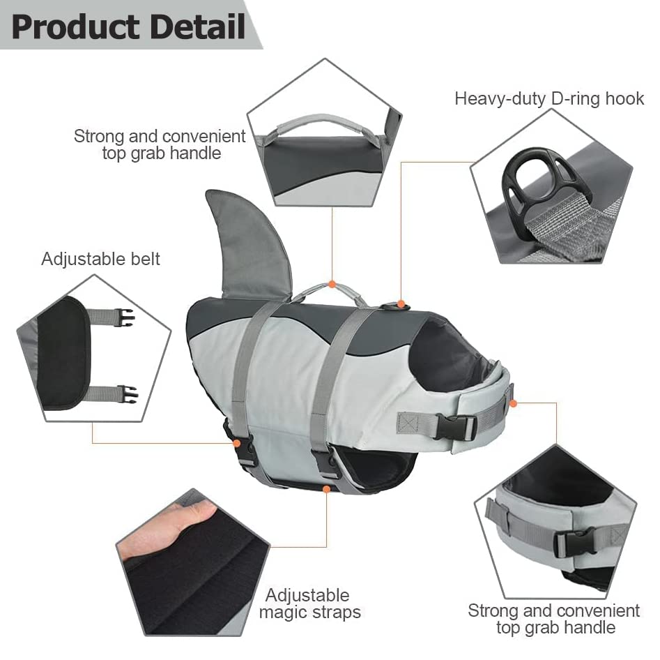 Chaleco con diseño tiburón para perros, llamativo y visible