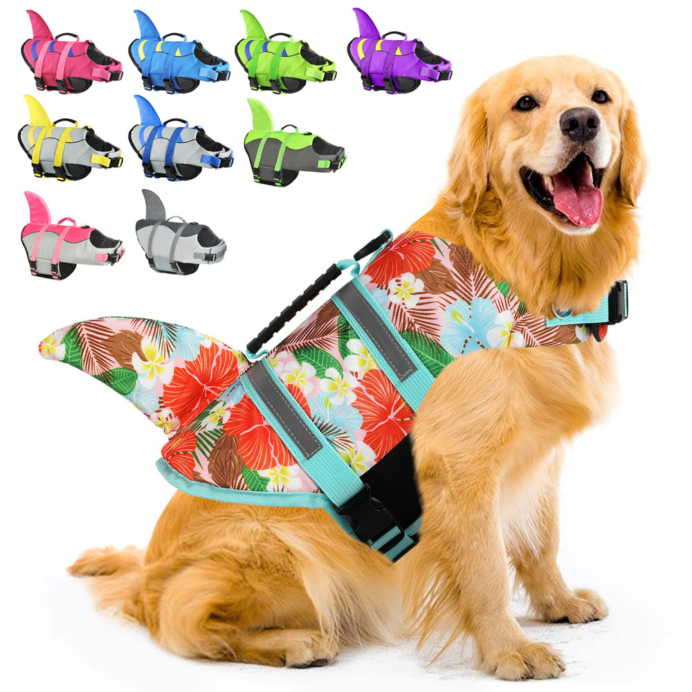 Fragralley Chaleco Salvavidas para Perro, vista frontal con aleta de tiburón para visibilidad.