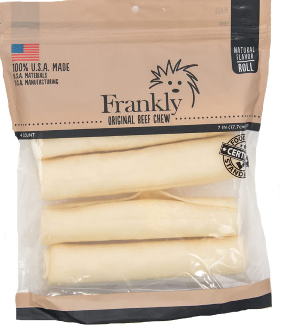 Frankly rollos de carne para perros, masticación prolongada y sabor natural.
