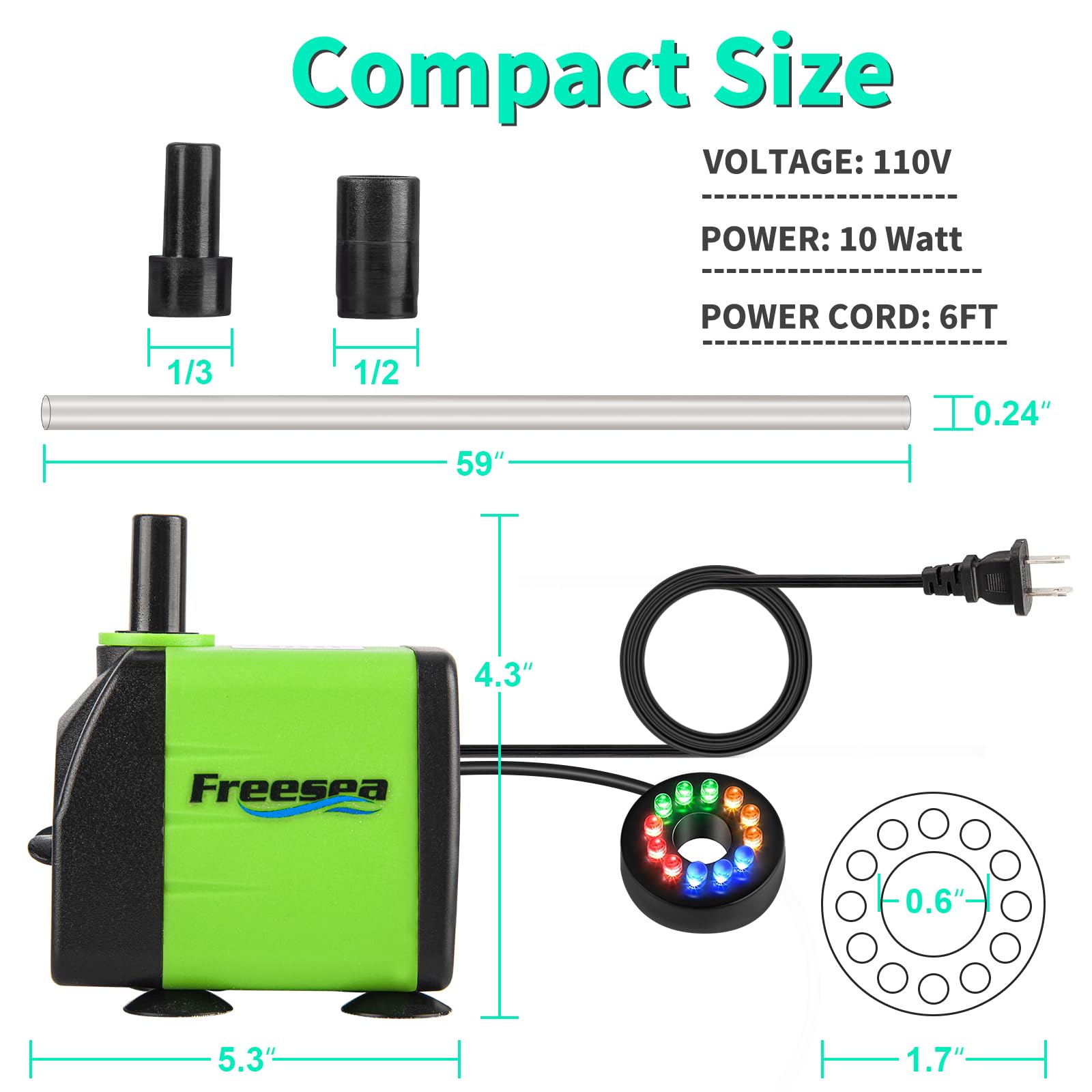 Freesea ajuste de flujo 160 GPH para estanques o acuarios