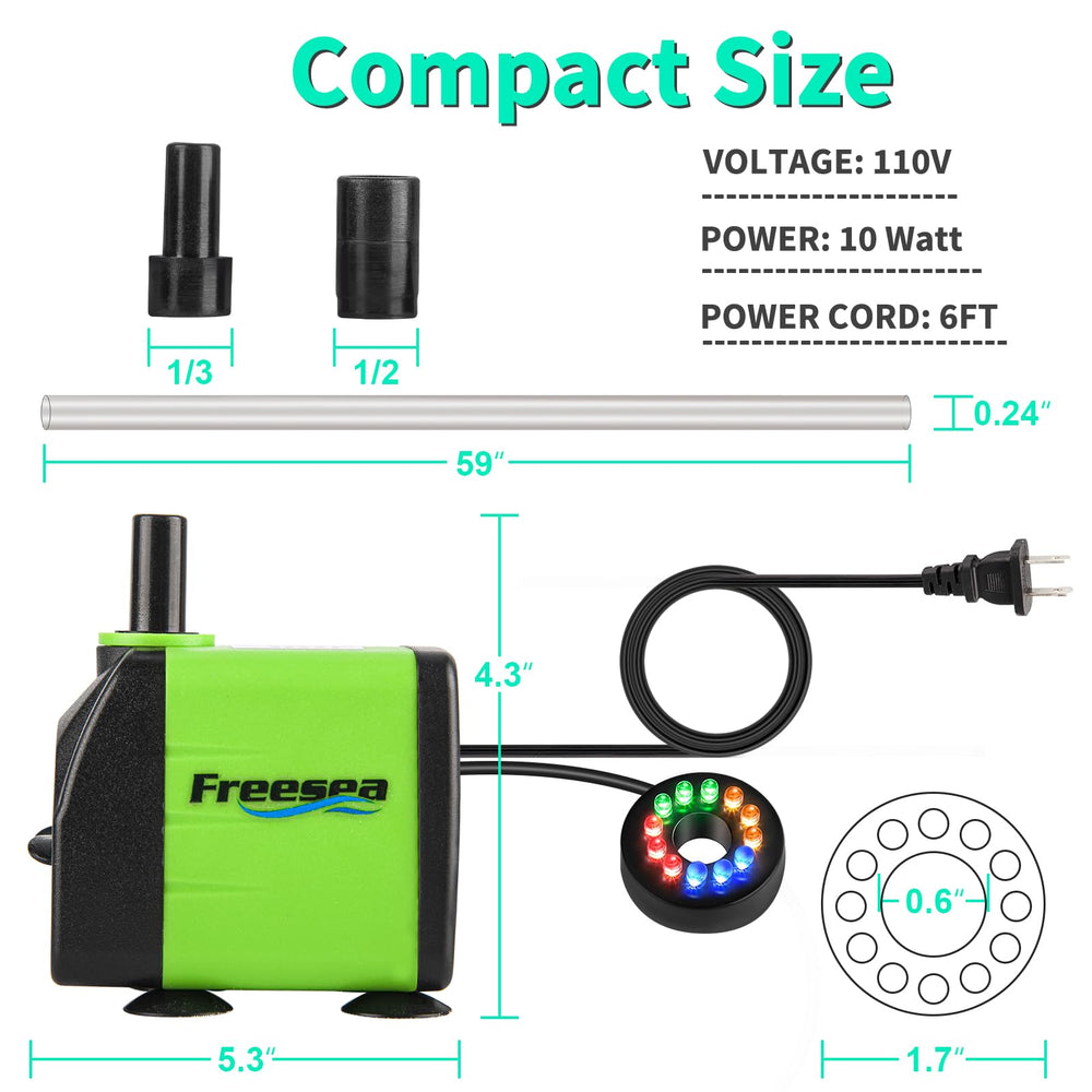 Freesea ajuste de flujo 160 GPH para estanques o acuarios