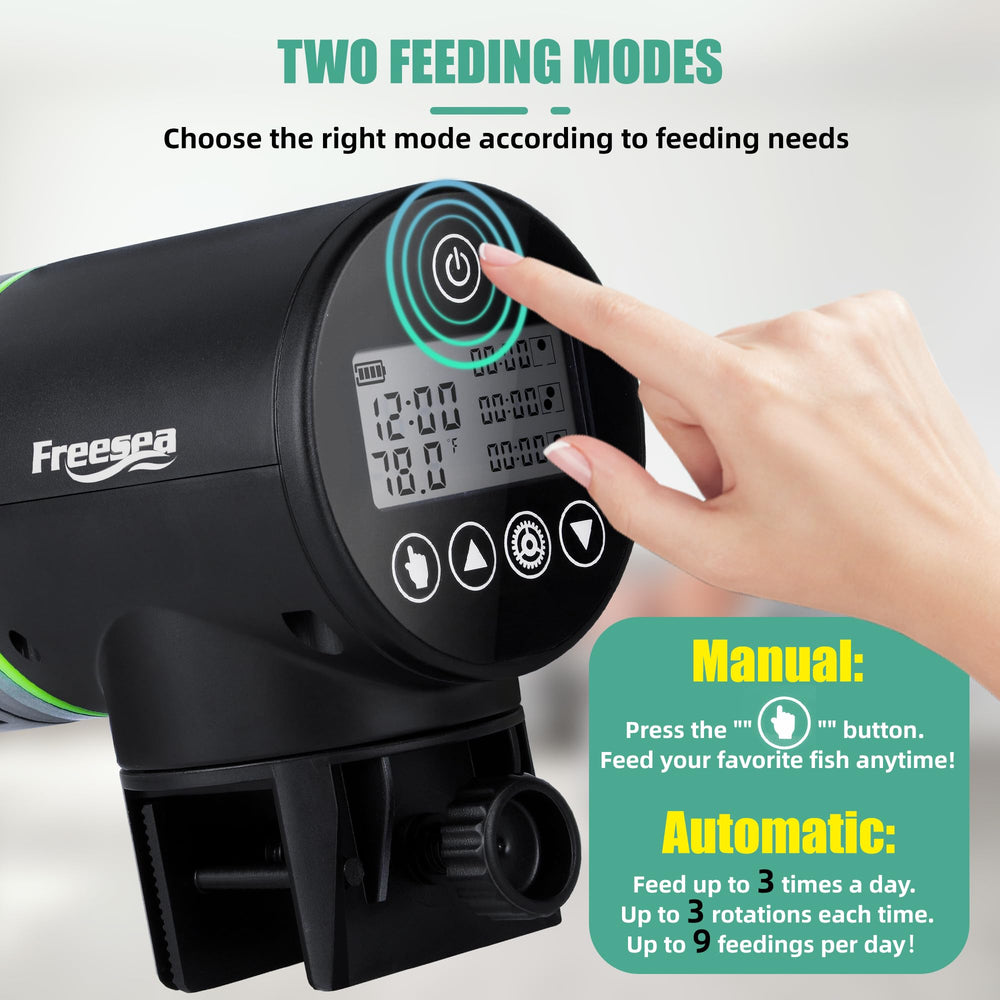 FREESEA alimentador automático acuario, tapa resistente a la humedad, mantiene el alimento seco.